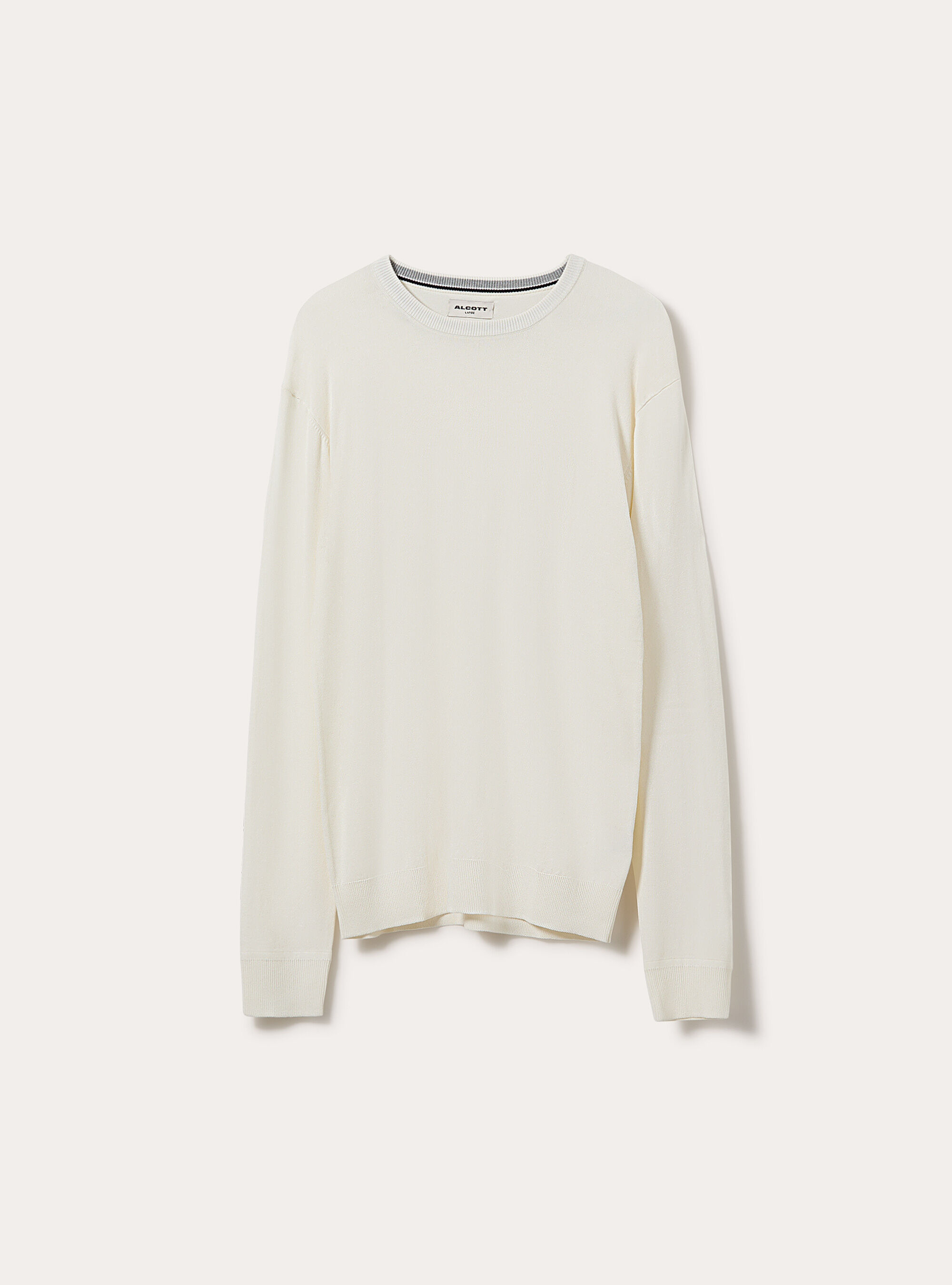 Pullover girocollo in viscosa, WH1 OFF WHITE