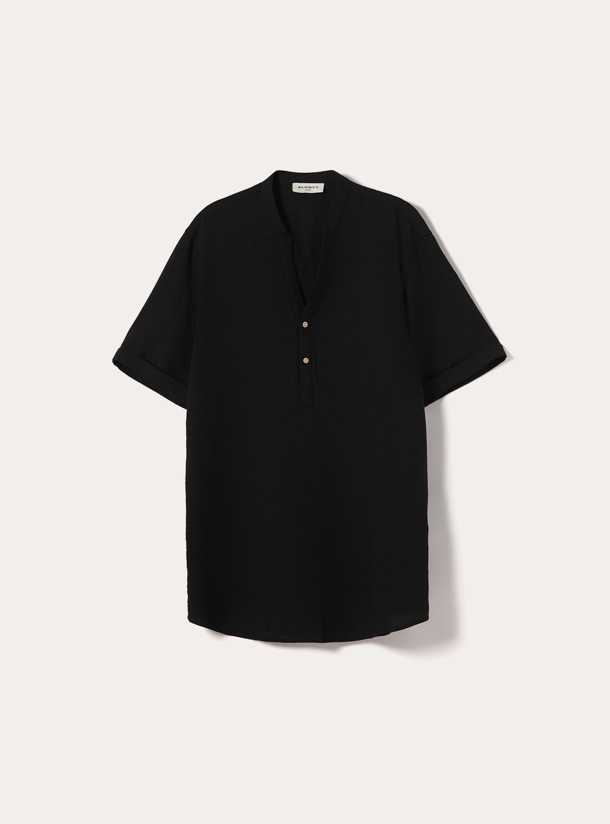 Mandarin collar shirt, BK1 BLACK