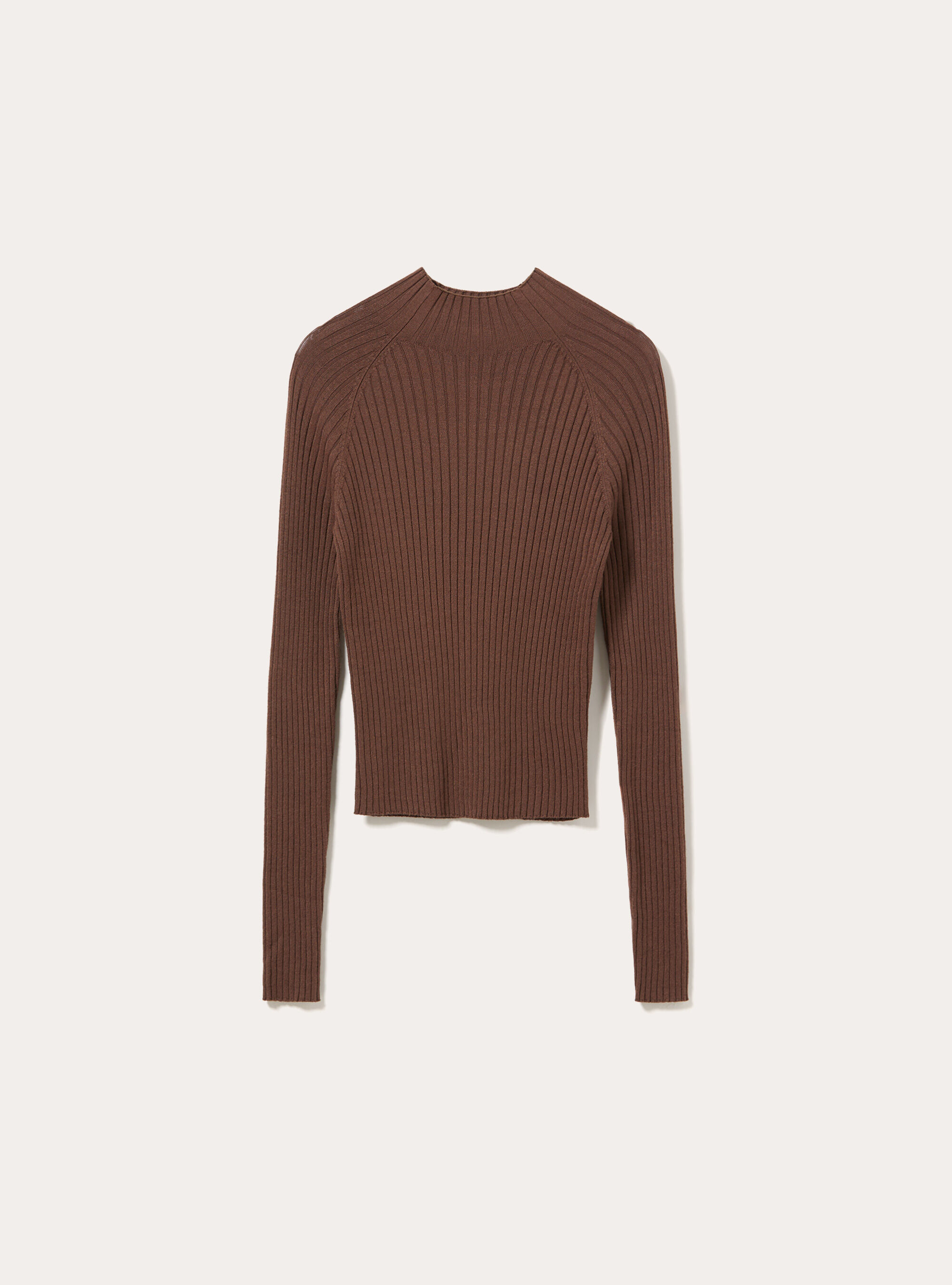 Ribbed mock neck jumper with raglan sleeves, BR2 BROWN MEDIUM