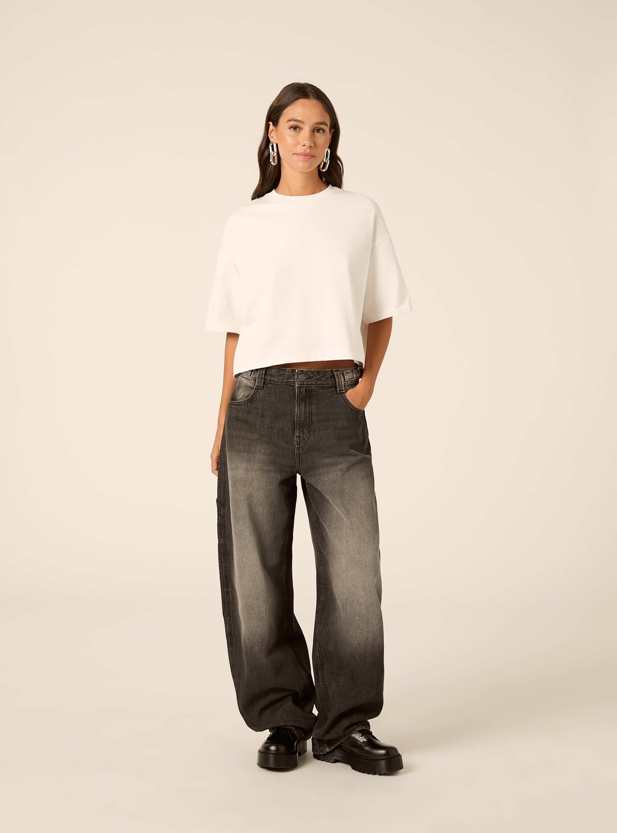 Jeans balloon carpenter con vita regolabile
