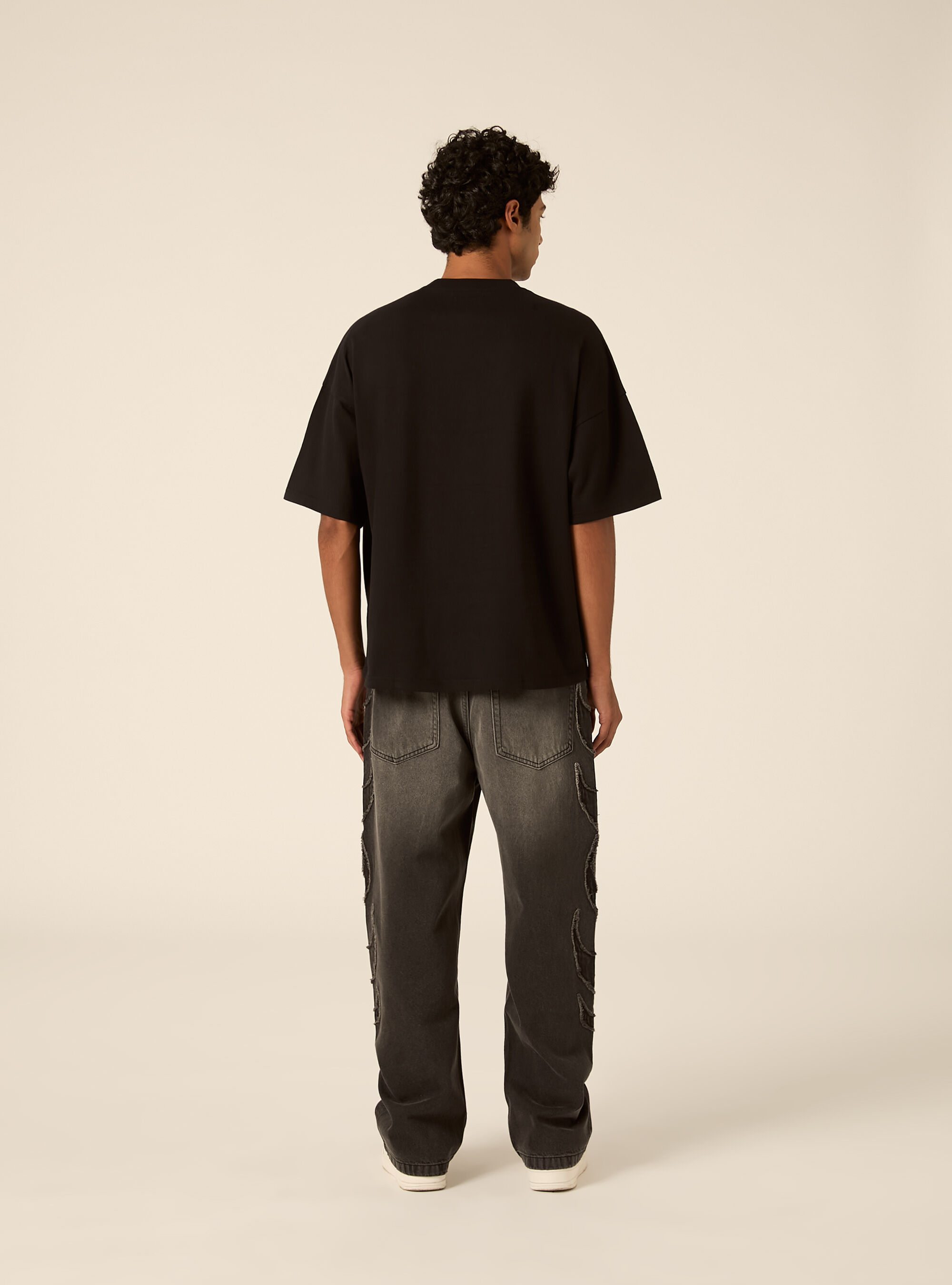 T-shirt coupe boxy &agrave; manches courtes et &eacute;paules tombantes, BK1 BLACK