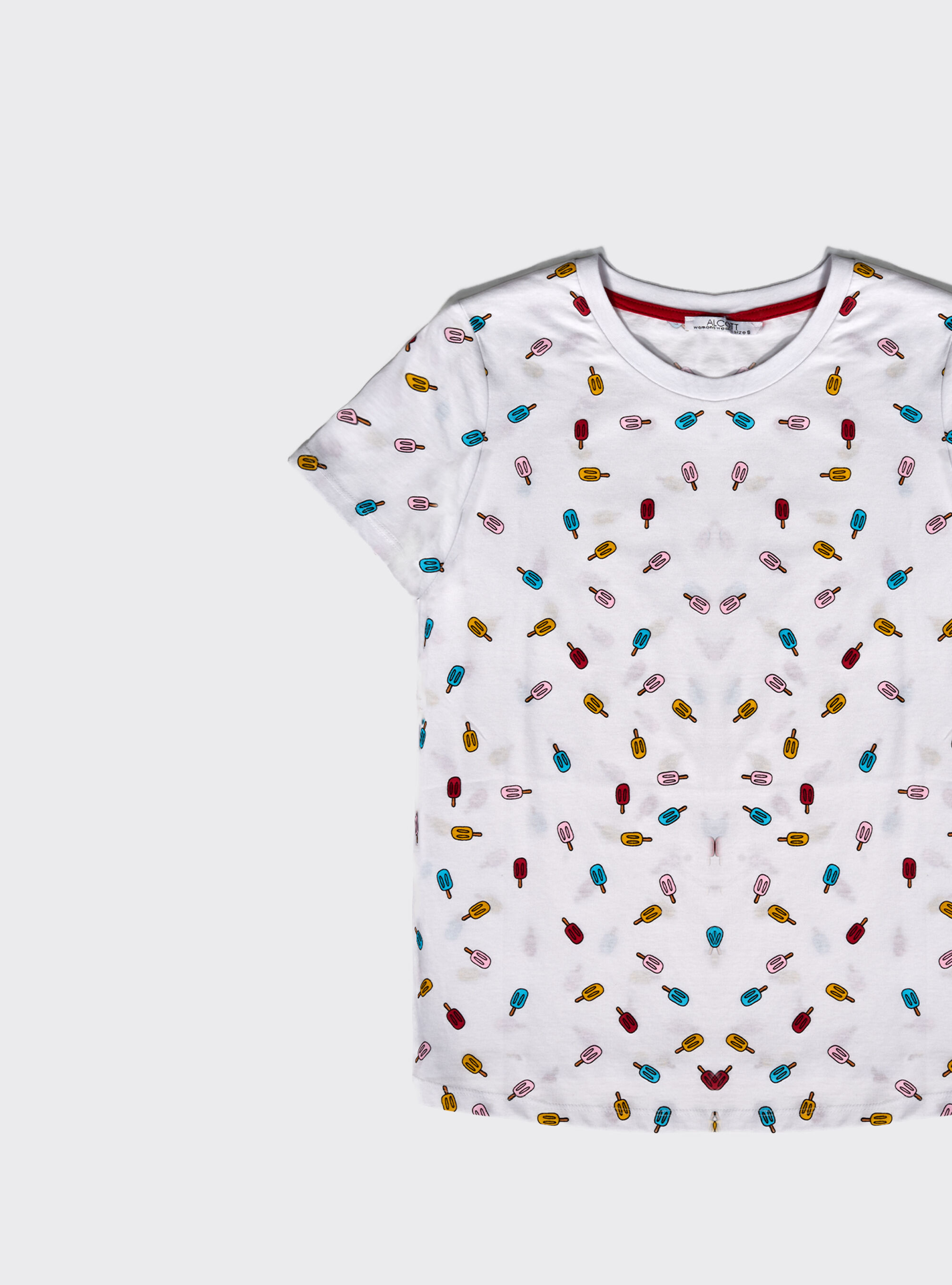 Maglietta con stampa gelati allover, BIANCO