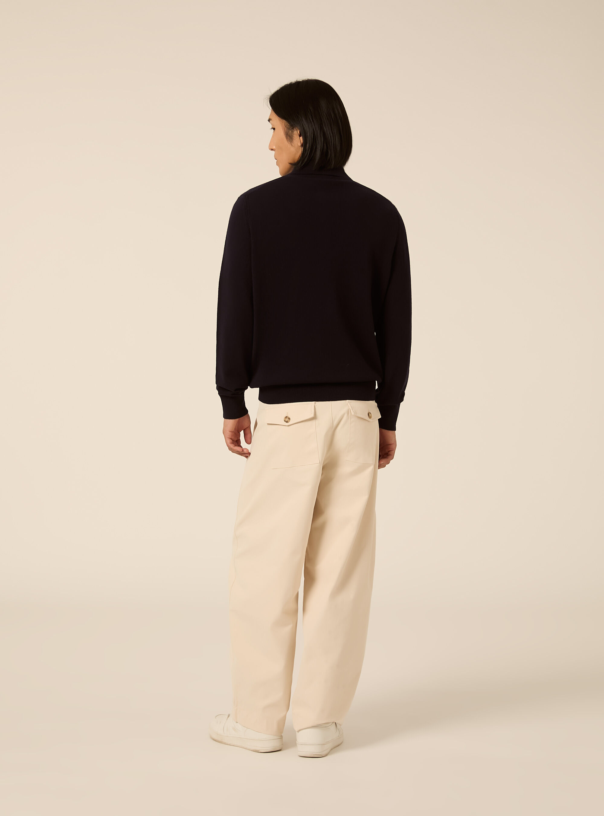 Langaermliges poloshirt aus wolle und kaschmirmischung, NA1 NAVY DARK