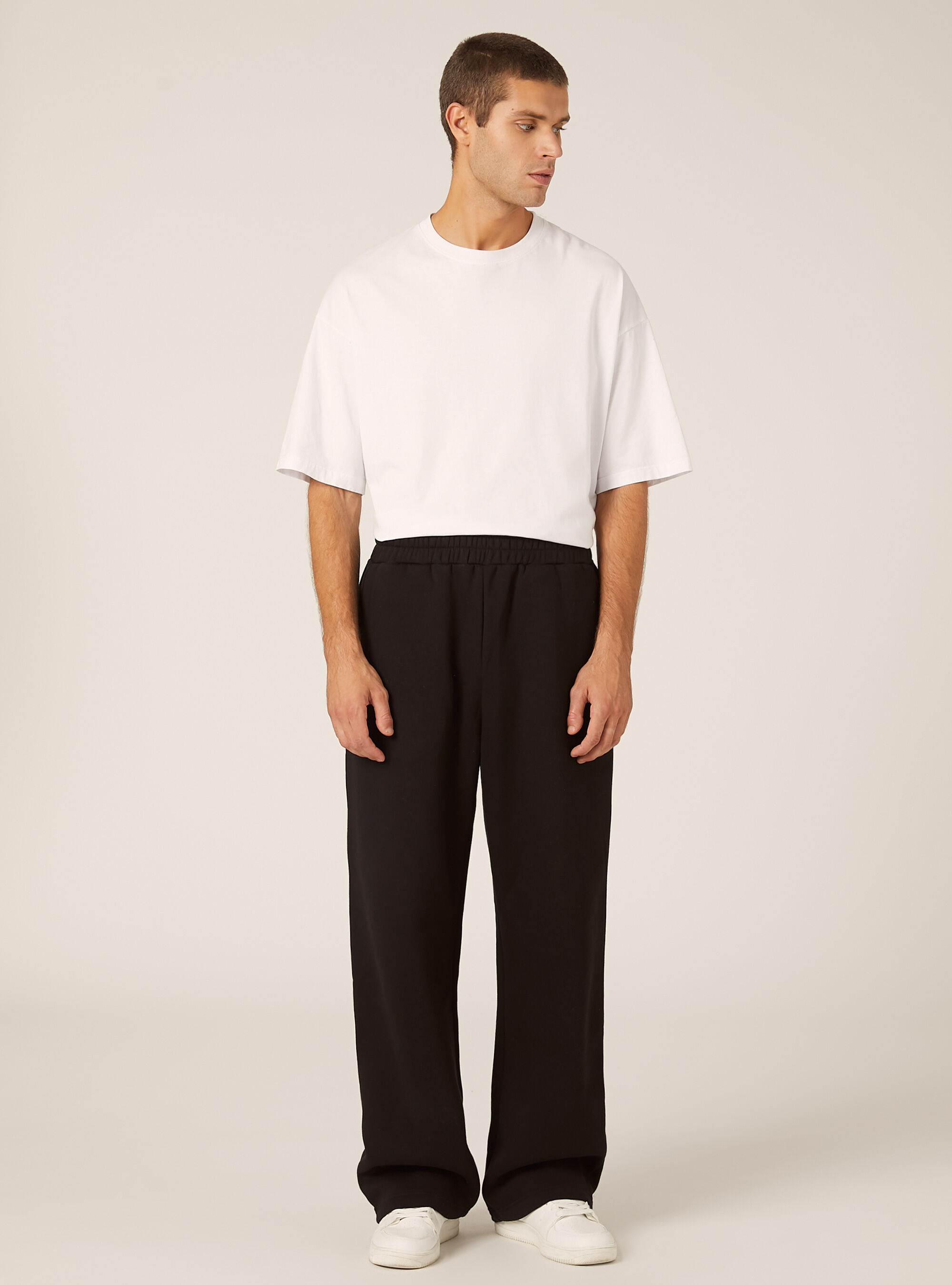 Pantalon ample en molleton, BK1 BLACK