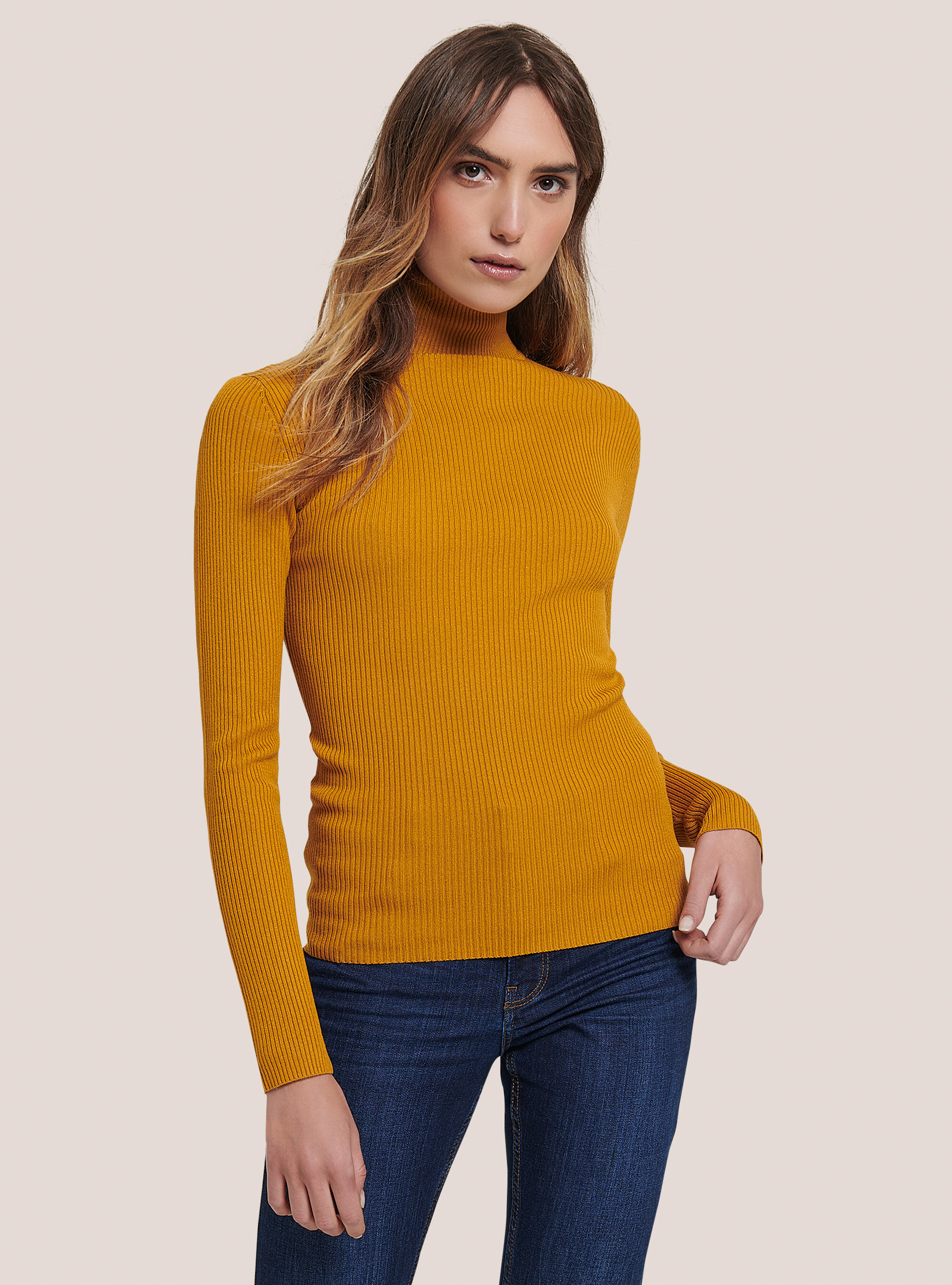Ribbed turtleneck pullover Alcott Women s Sweaters