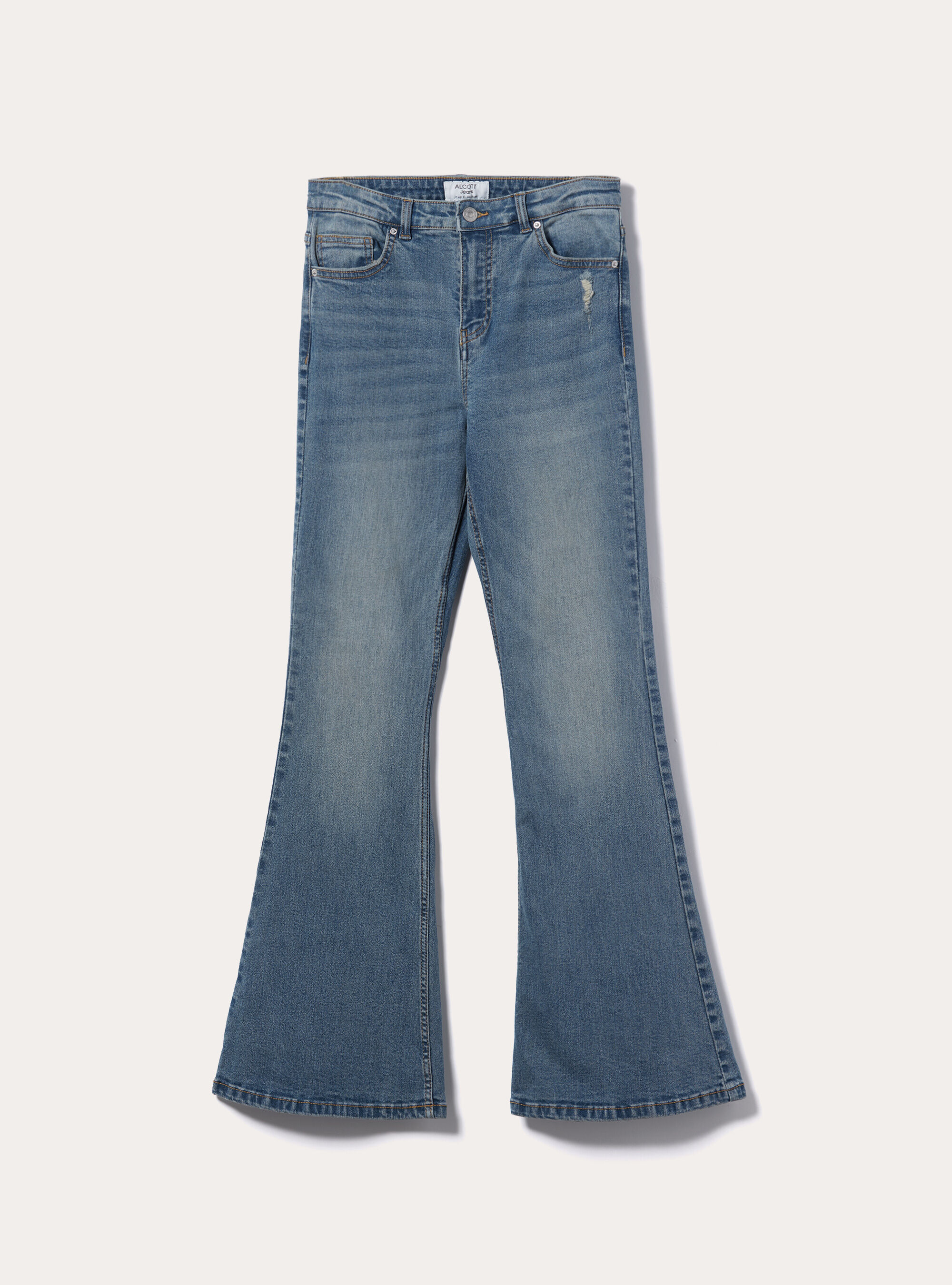 Jean flare taille haute, D003 MEDIUM BLUE