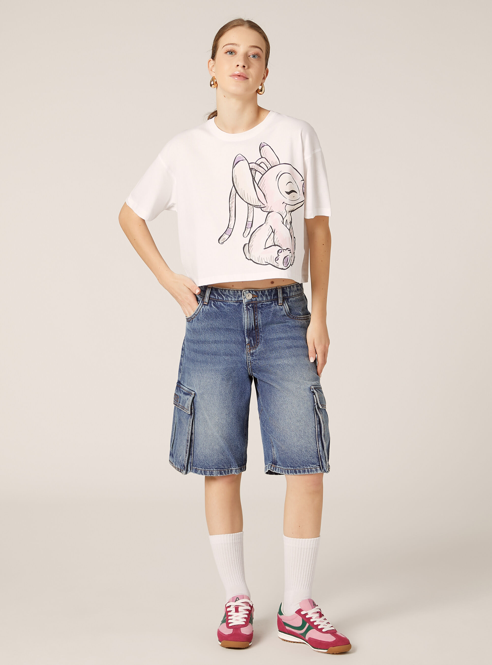 Stitch / Alcott print t-shirt, WH3 WHITE