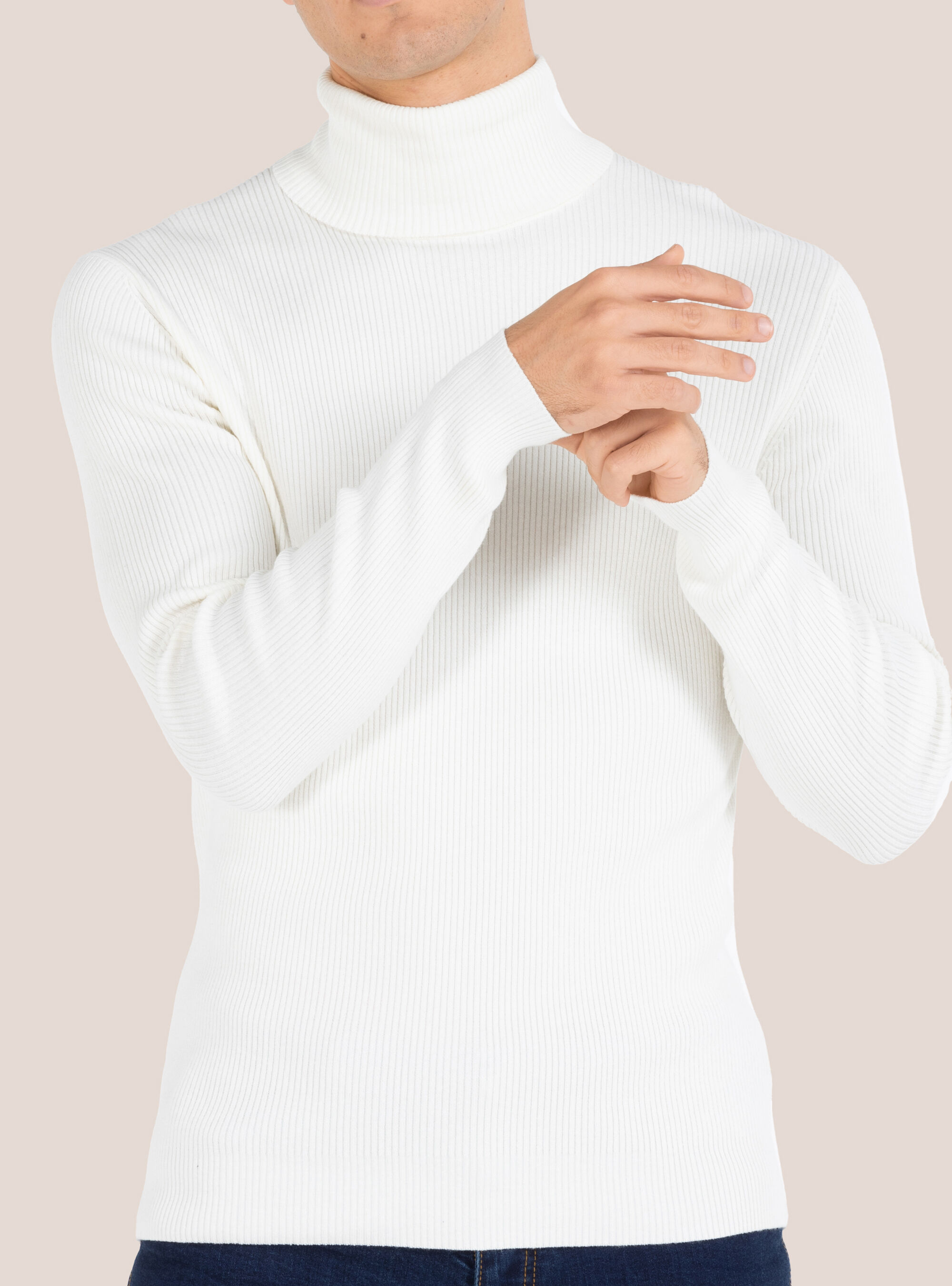 Mens white ribbed turtleneck sale