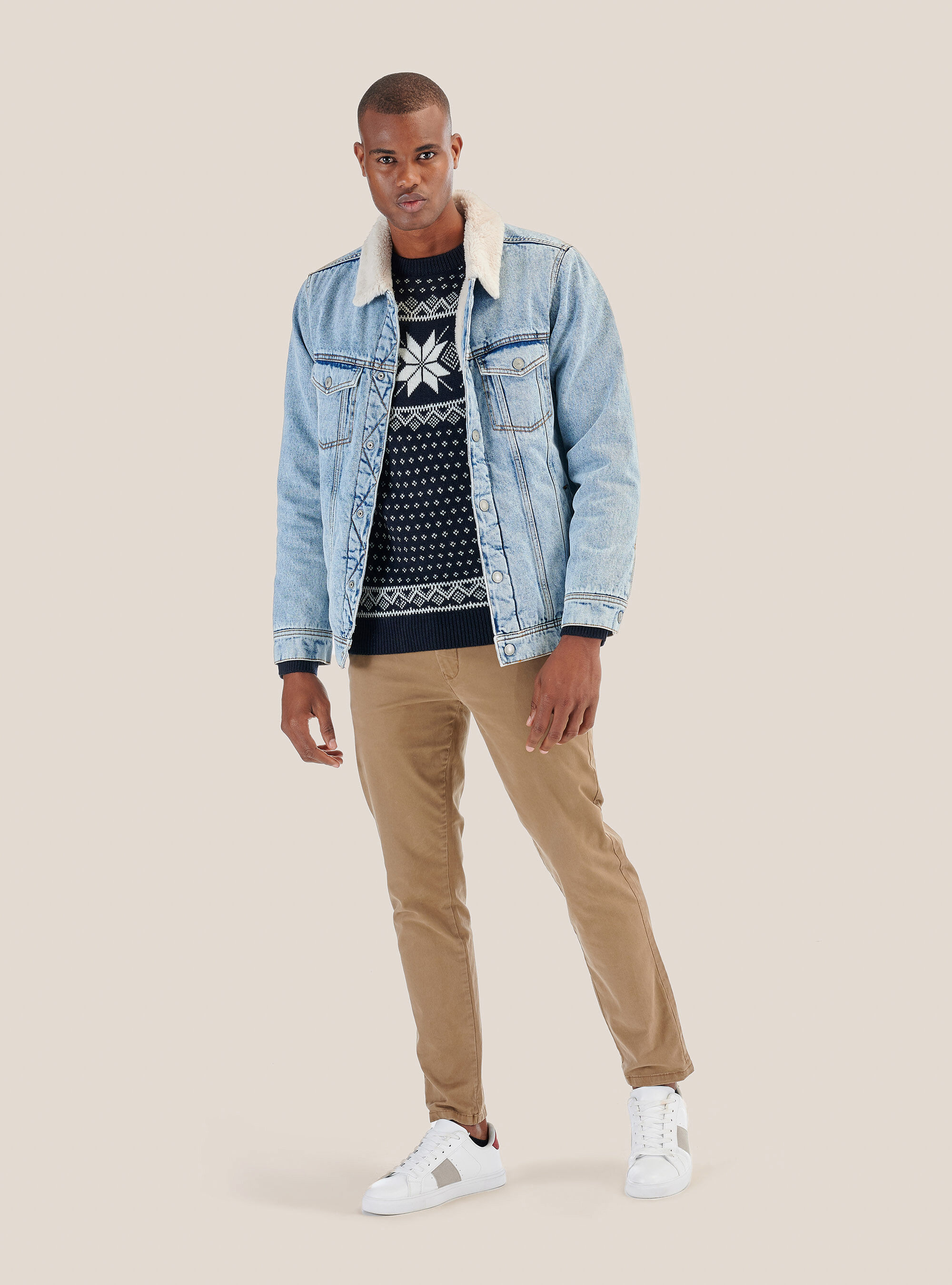 Christmas pullover in wool blend, BLUE NAVY