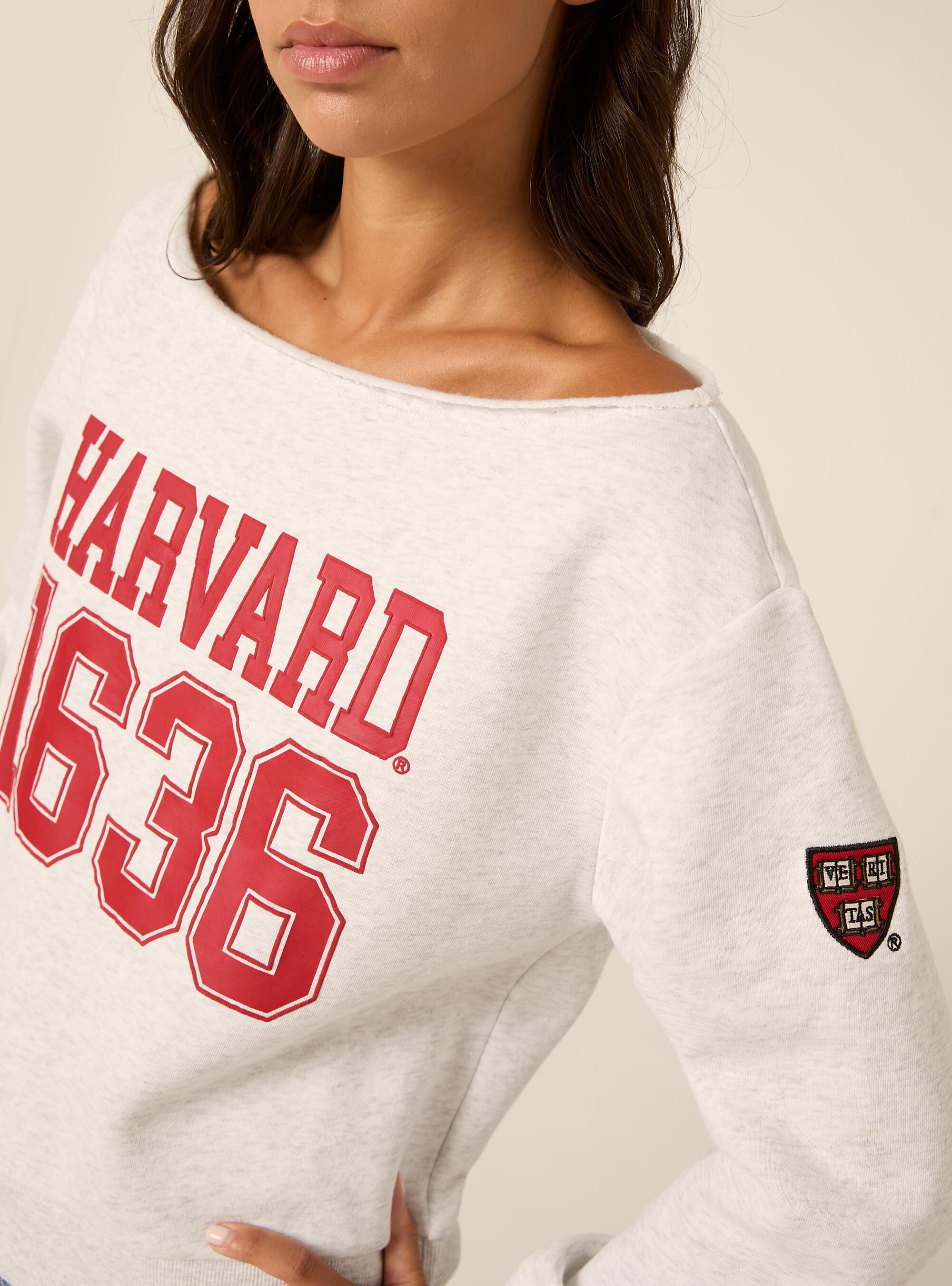 Felpa scollo a barca harvard, MGY3 GREY MEL LIGHT