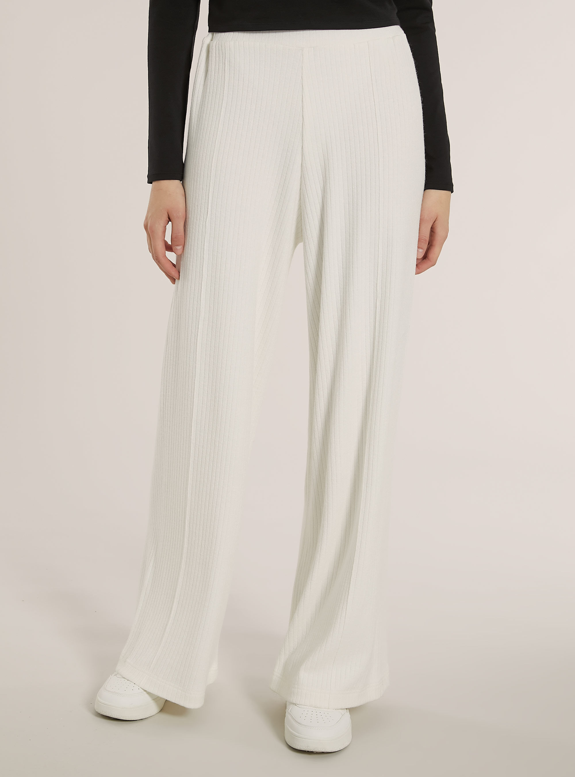 Pantaloni in maglia a palazzo, WH1 OFF WHITE
