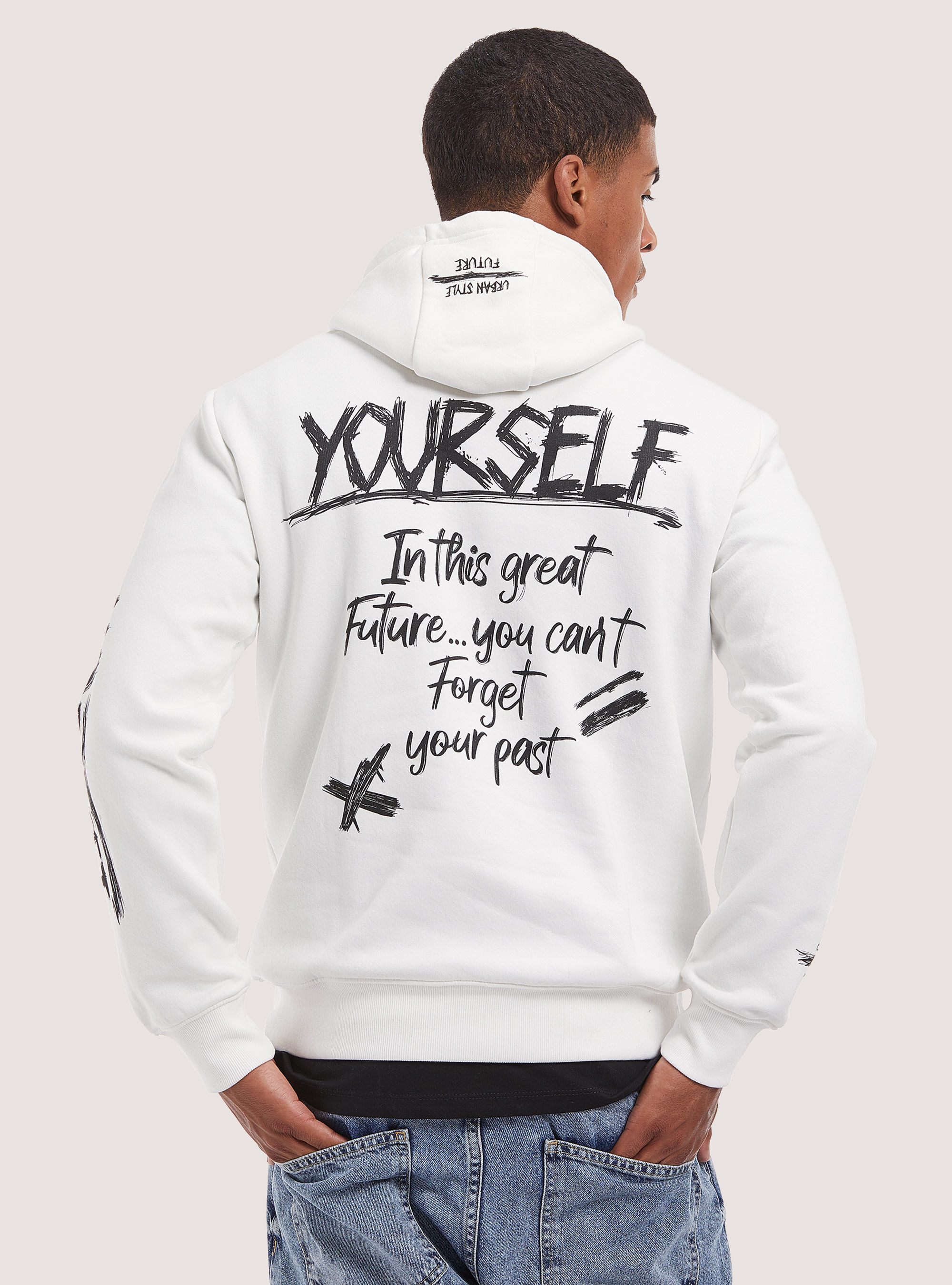 Sweatshirt with print and hood, WH2 WHITE