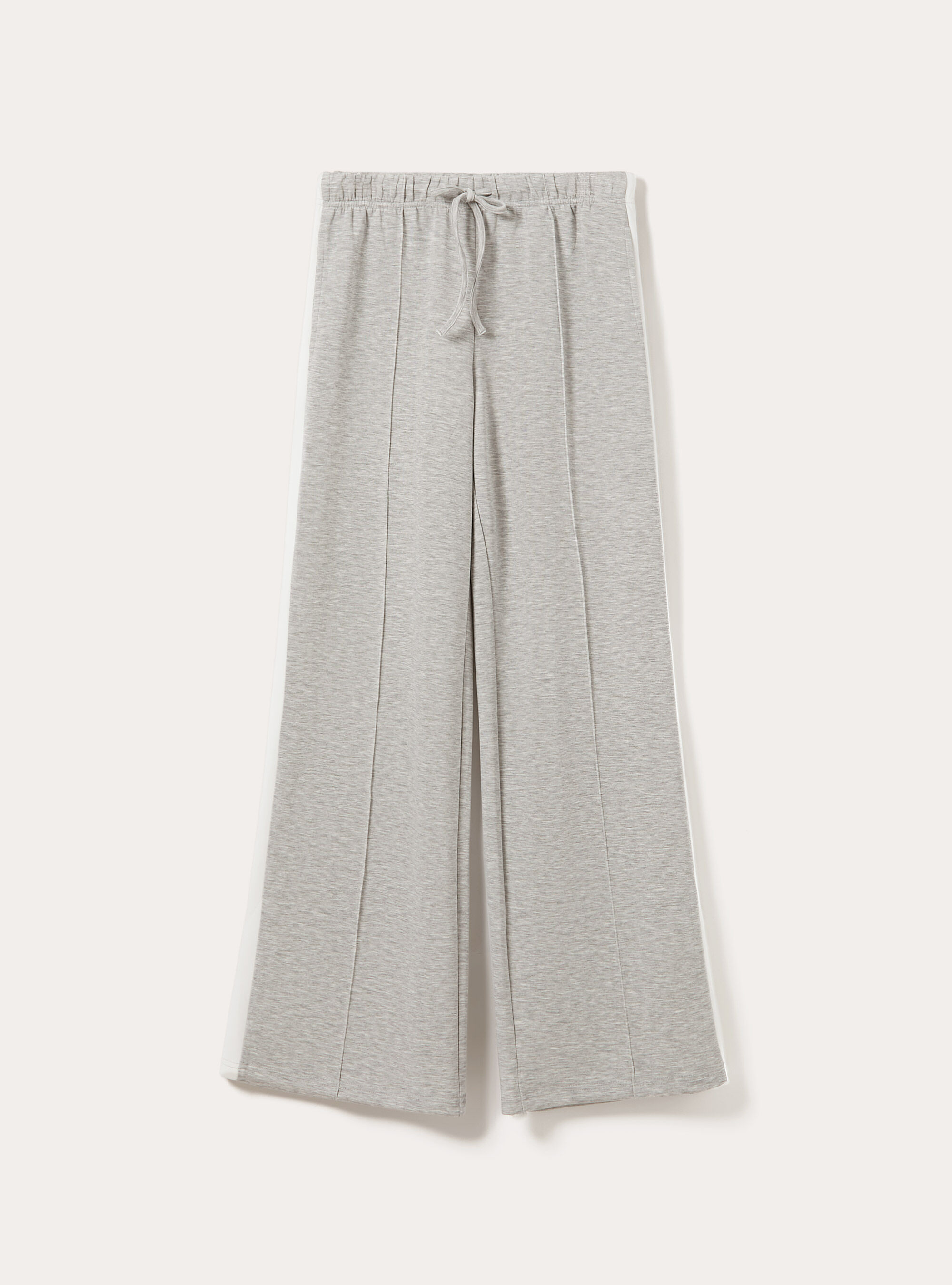 Pantaloni wide leg soft touch, MGY3 GREY MEL LIGHT