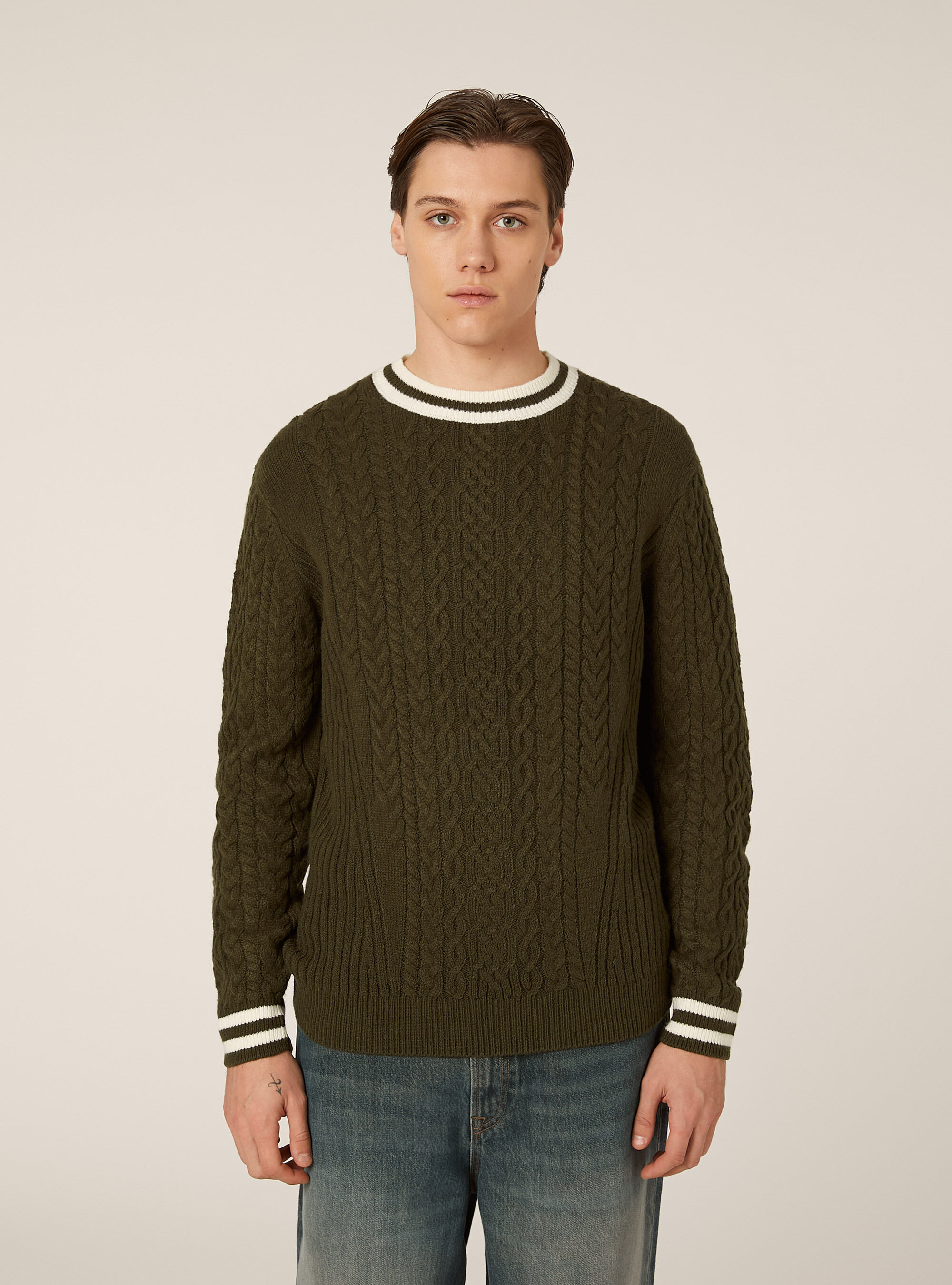 Maglione con con in rib a contrasto