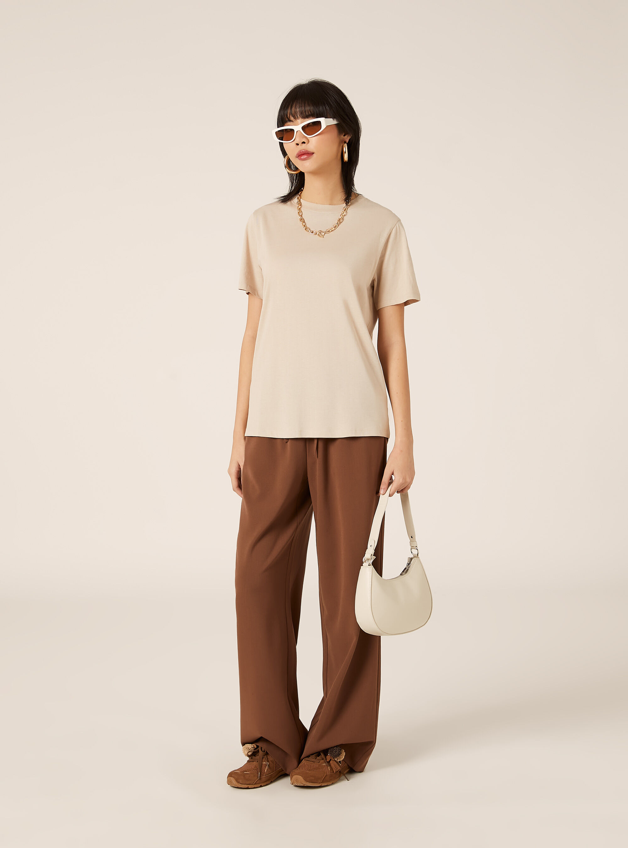 Cotton crew neck T-shirt, BG2 BEIGE MEDIUM