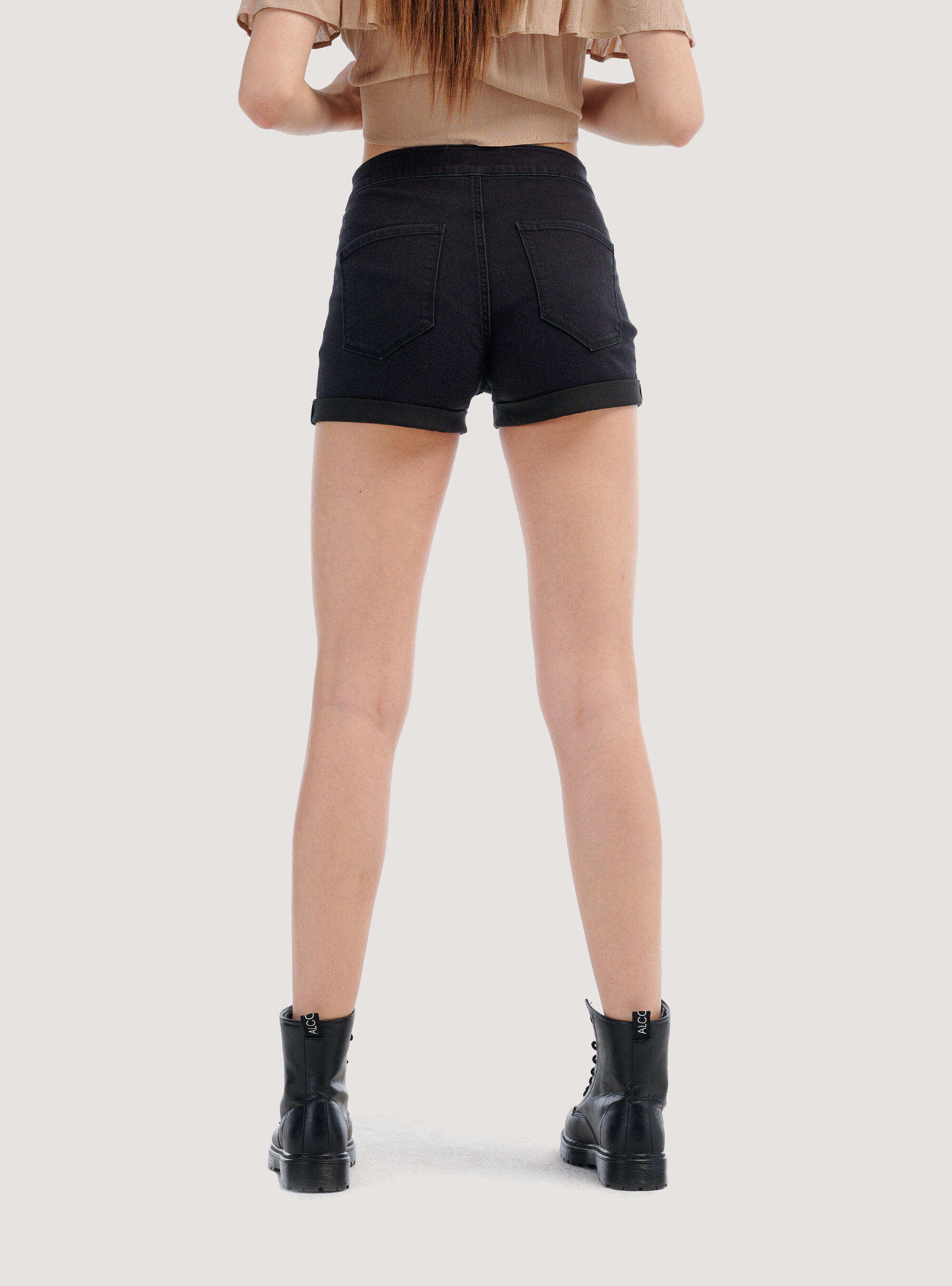 Short en denim stretch, D000 BLACK