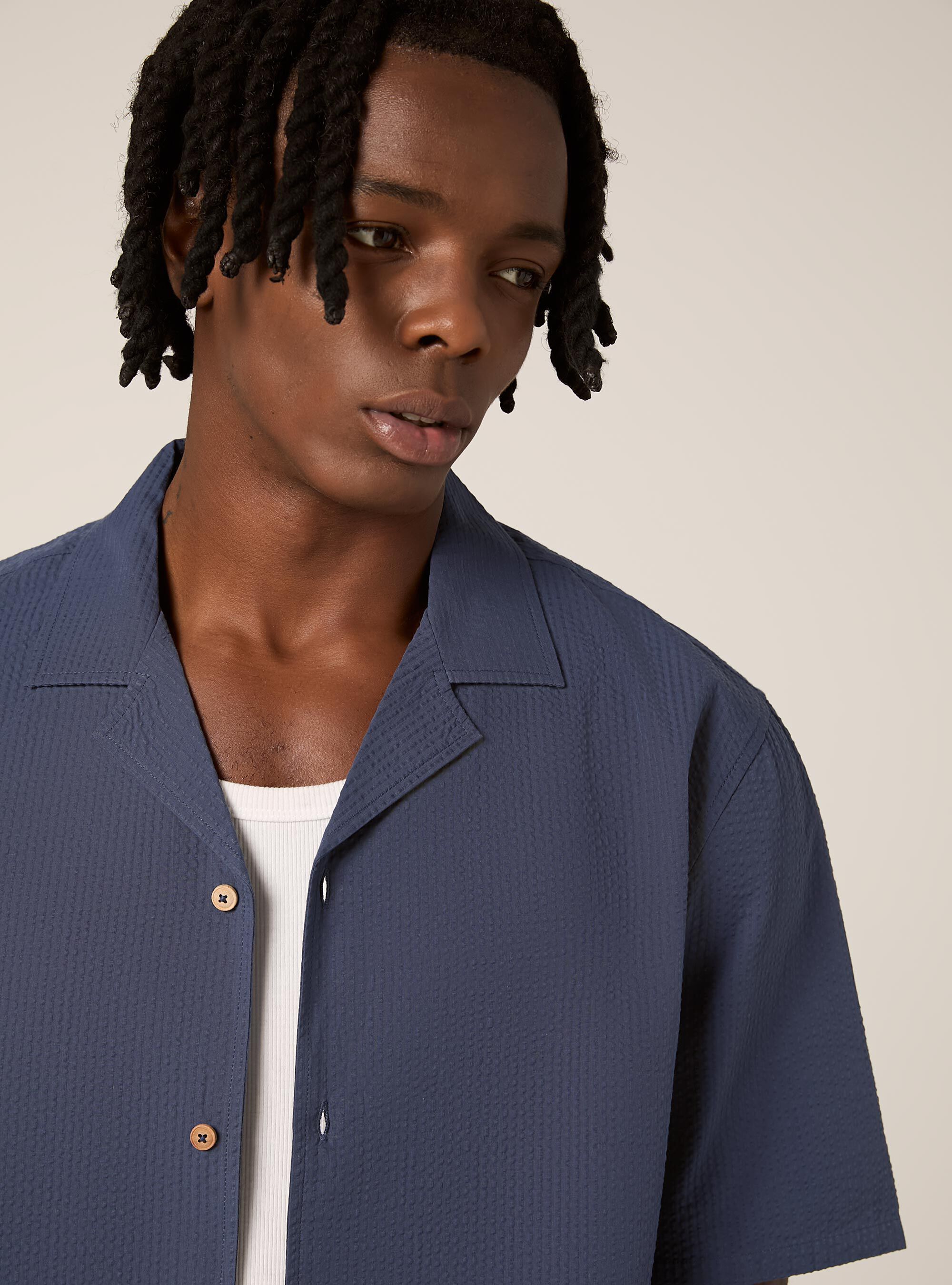 Seersucker shirt, BL3 BLUE LIGHT