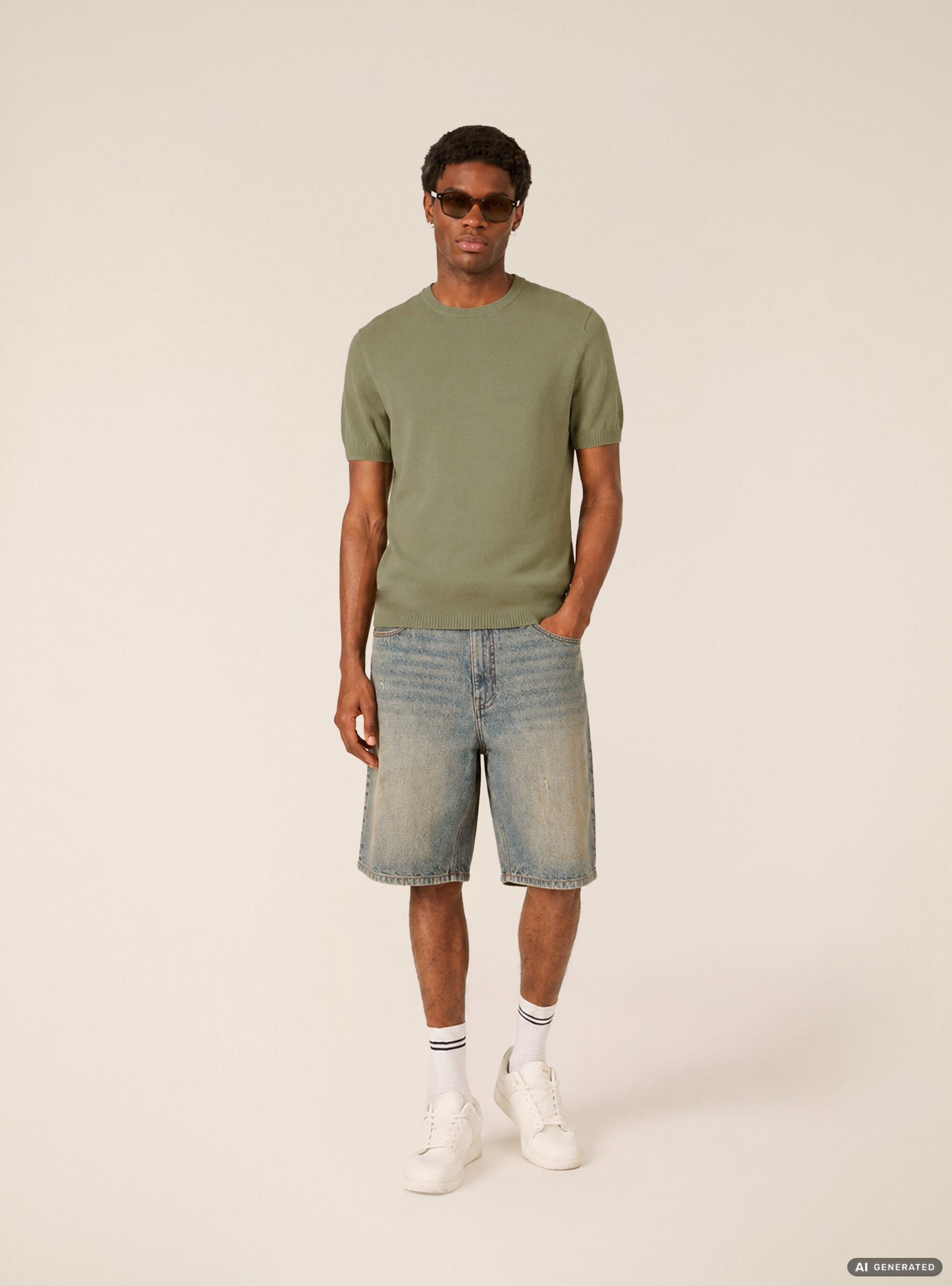 T-Shirt en Maille L&eacute;g&egrave;re &agrave; Manches Courtes