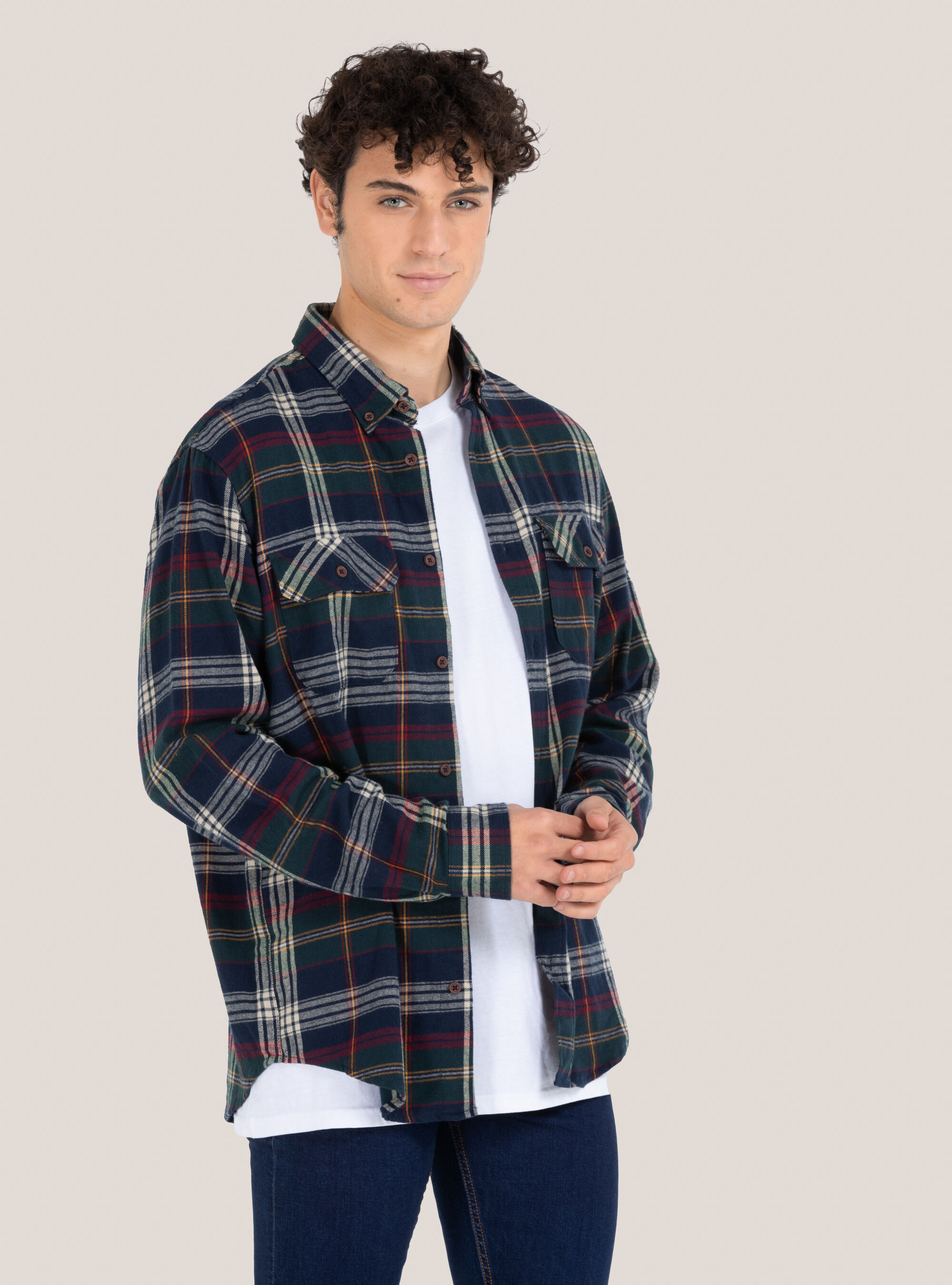 Chemise en flanelle &agrave; carreaux, C086 MILK