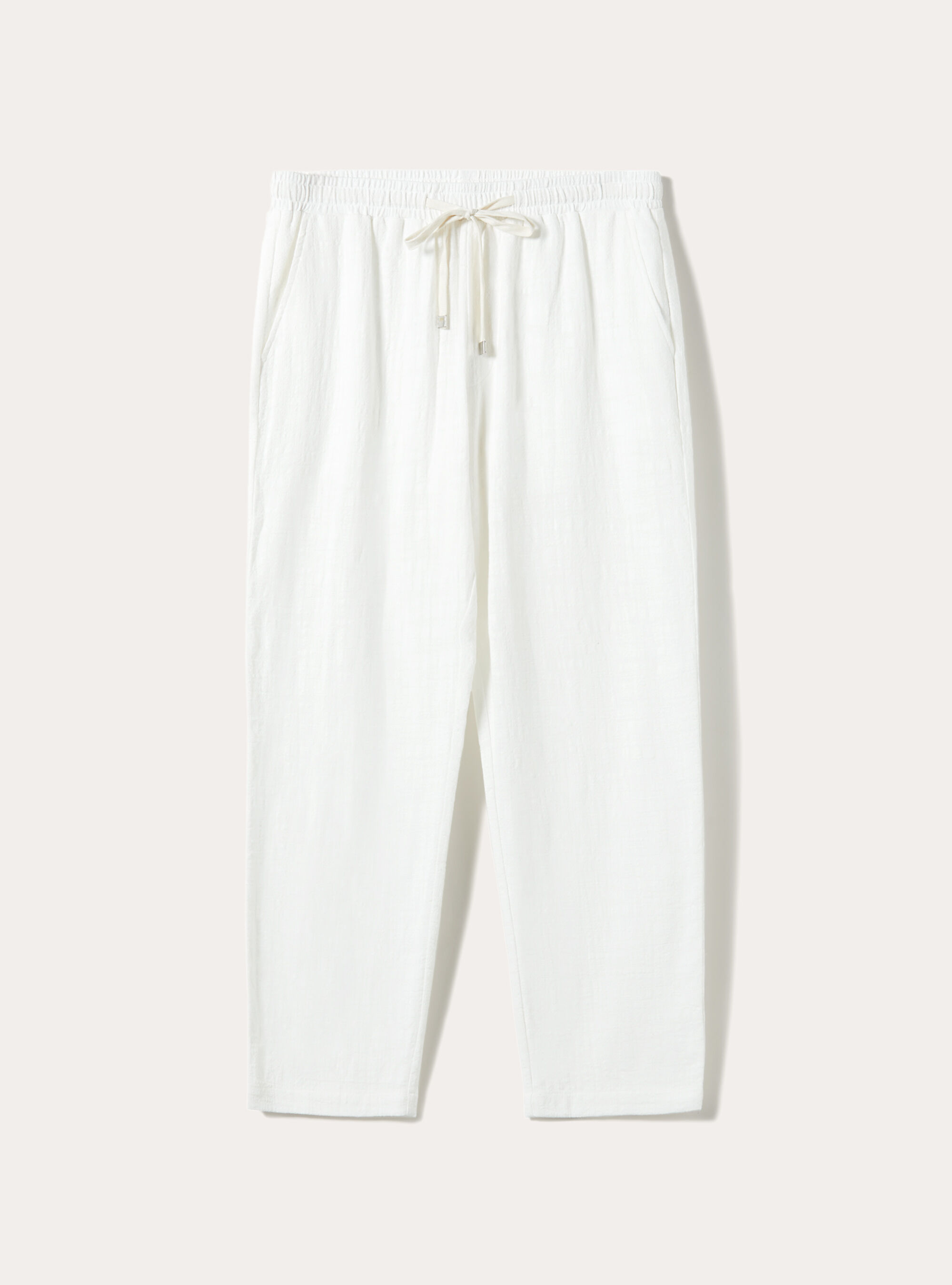 Pantalon en coton avec cordon de serrage &agrave; la taille, WH2 WHITE