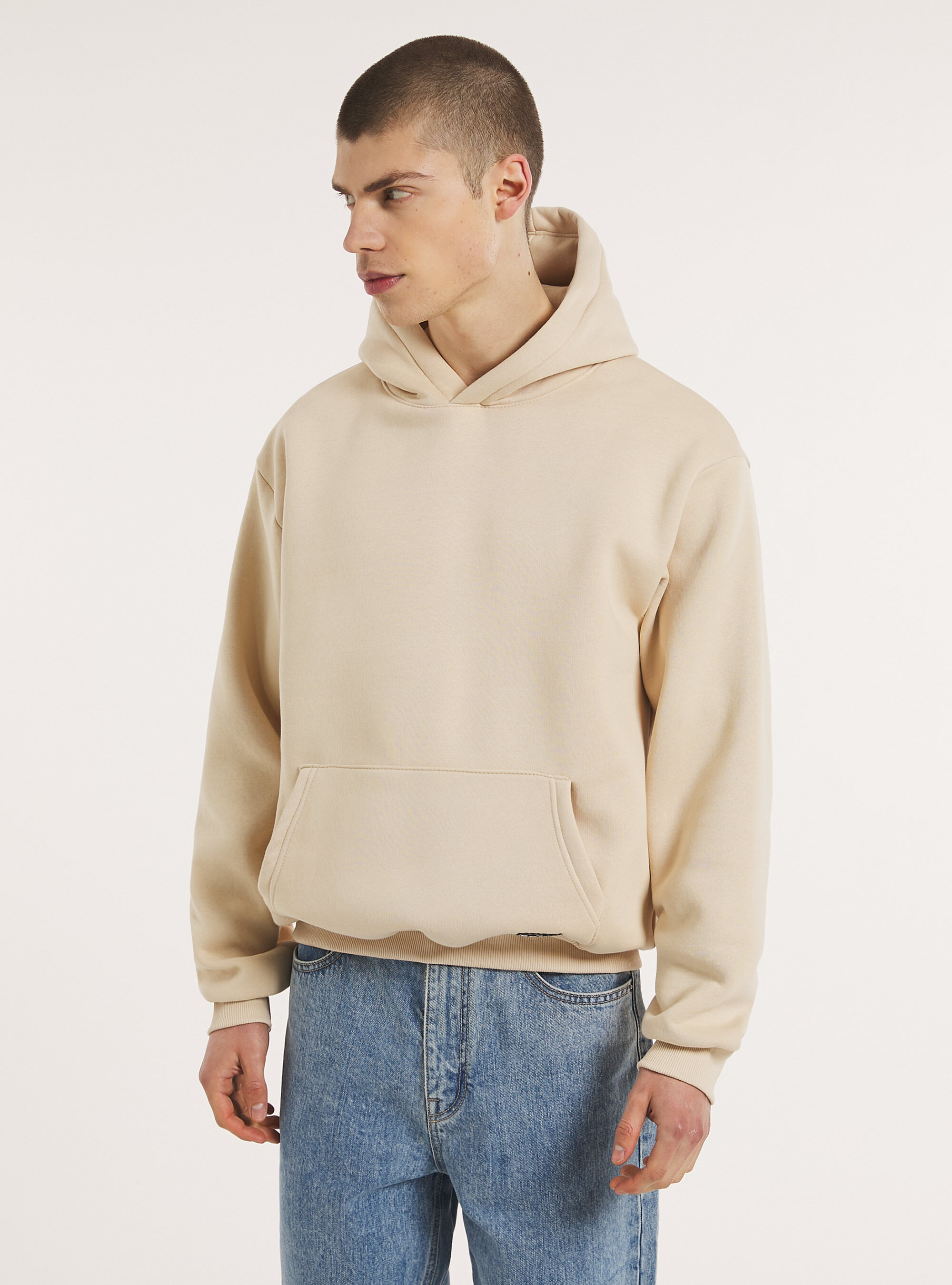 Boxy Fit Hoodie Genderless, BG3 BEIGE LIGHT