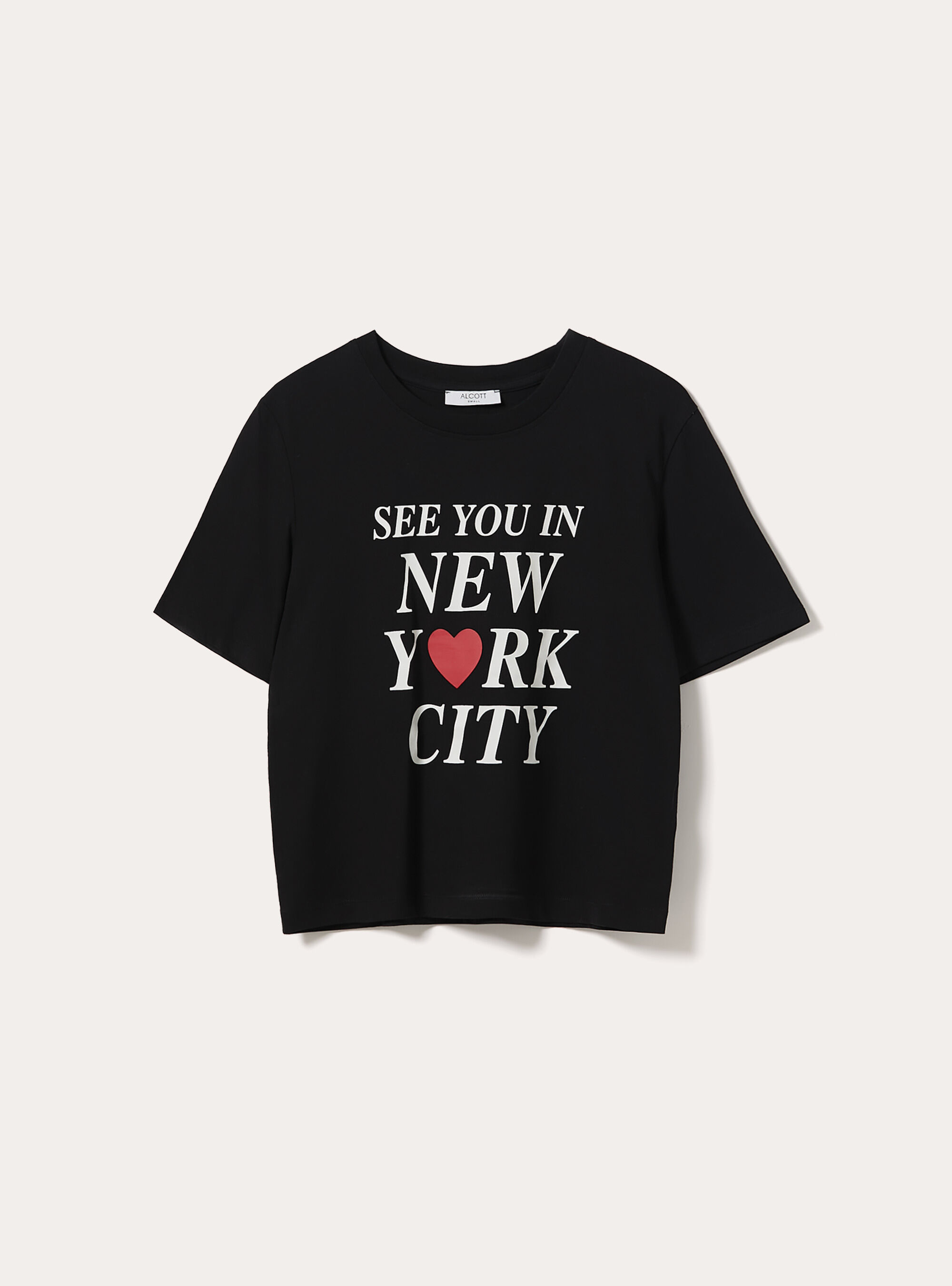 Camiseta Crop con Estampado New York, BK1 BLACK