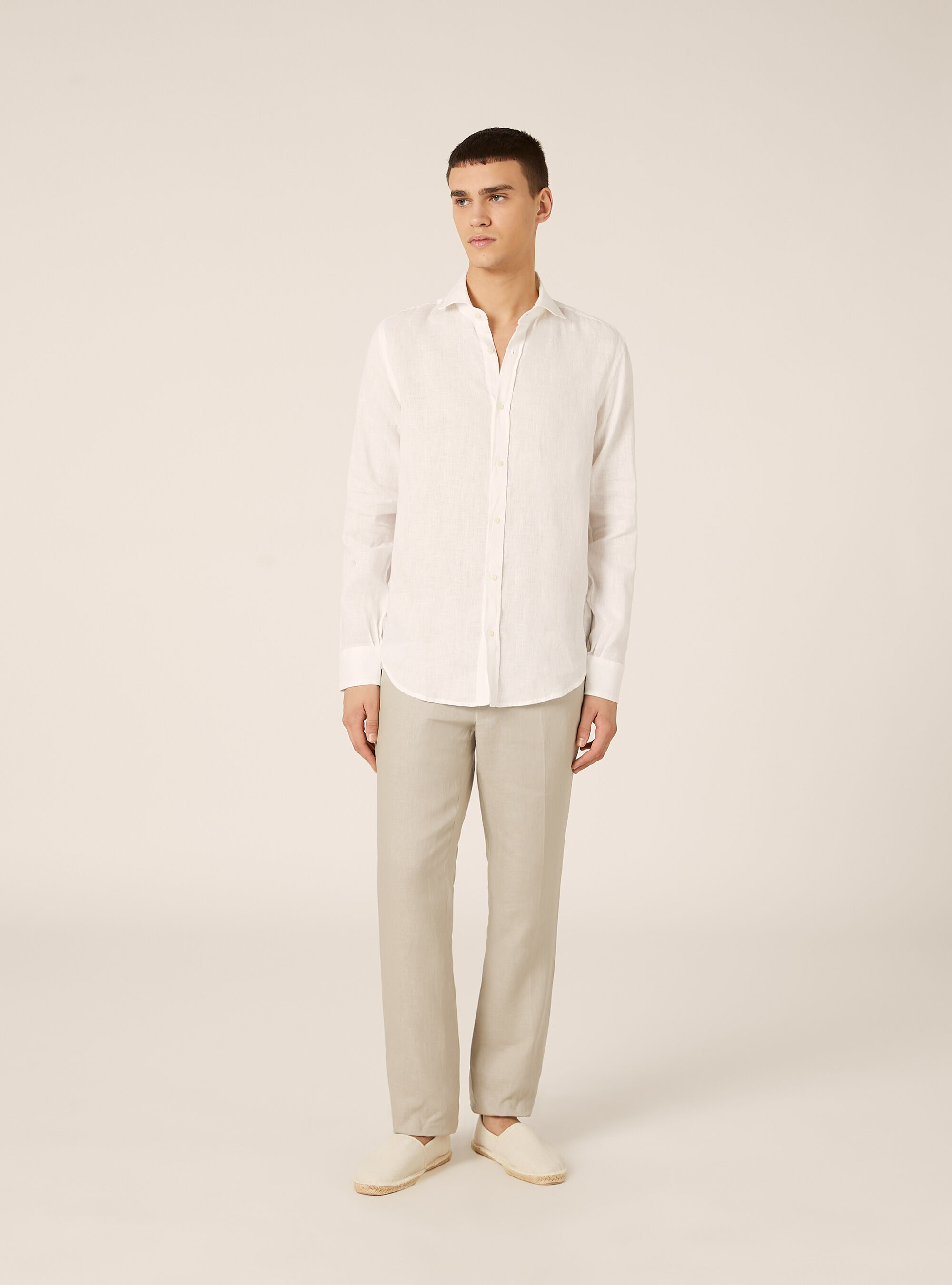 Camicia basica in lino, WH3 WHITE