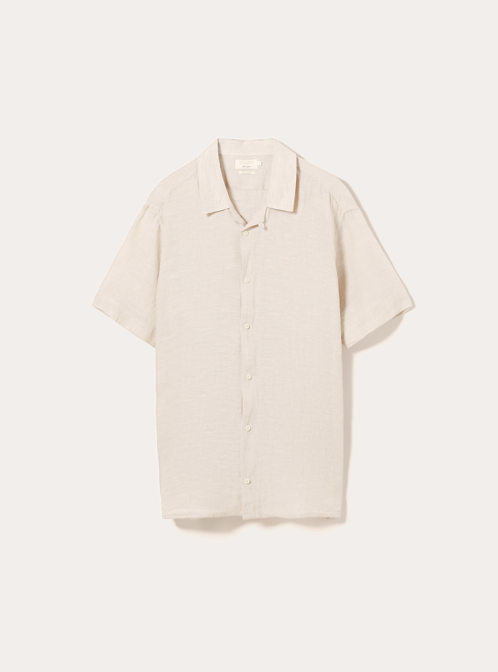 Pure linen short-sleeved shirt, C141 CREAM