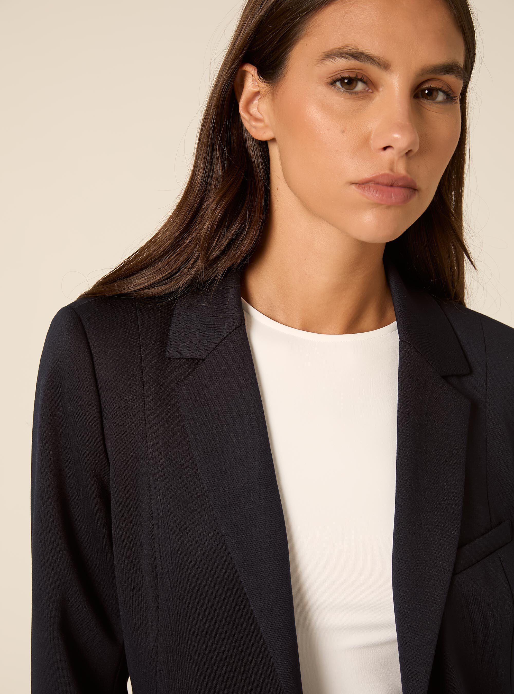 Blazer droit structure a revers, NA1 NAVY DARK