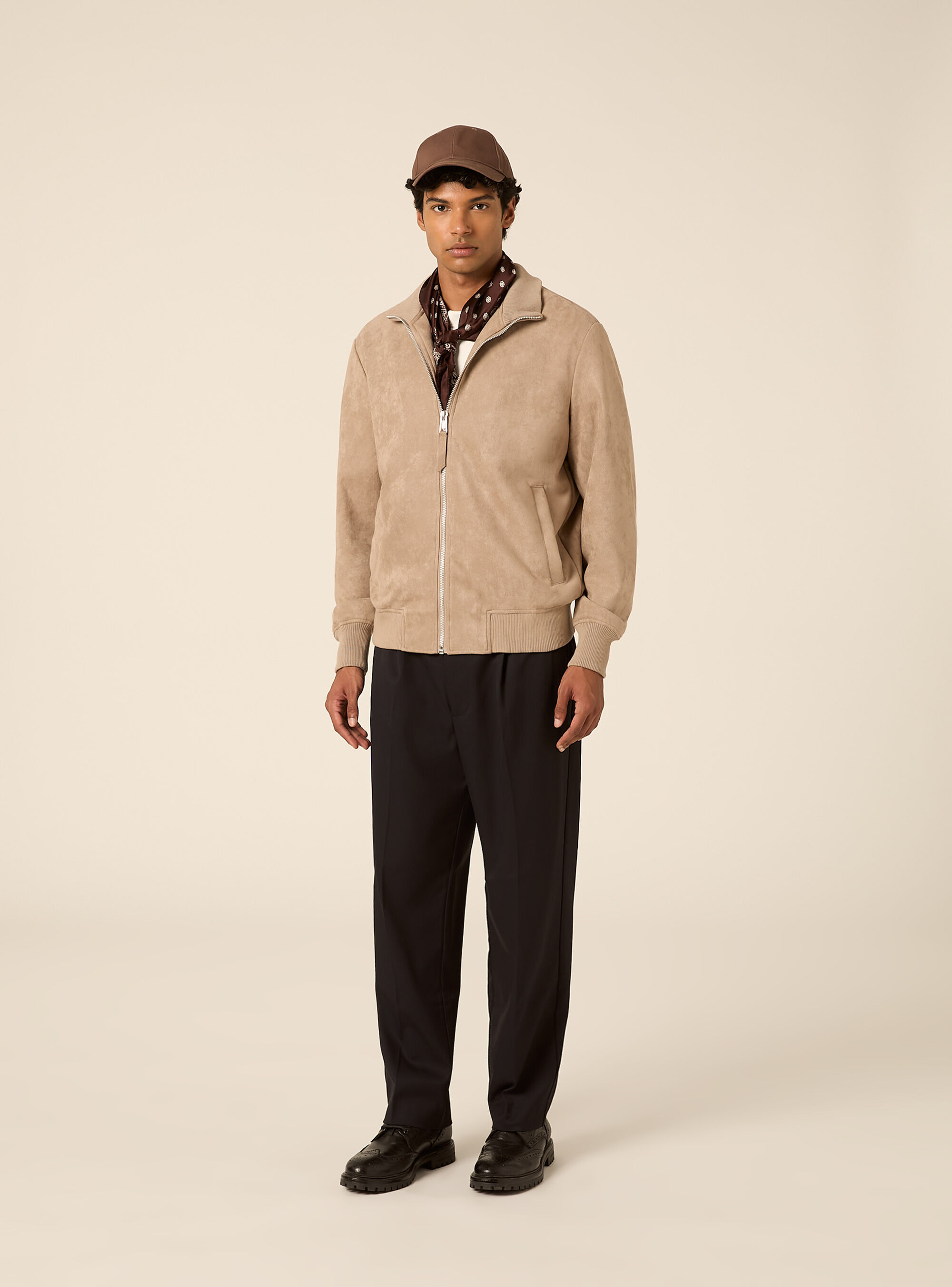 Giubbotto bomber effetto suede, SA2 SAND MEDIUM