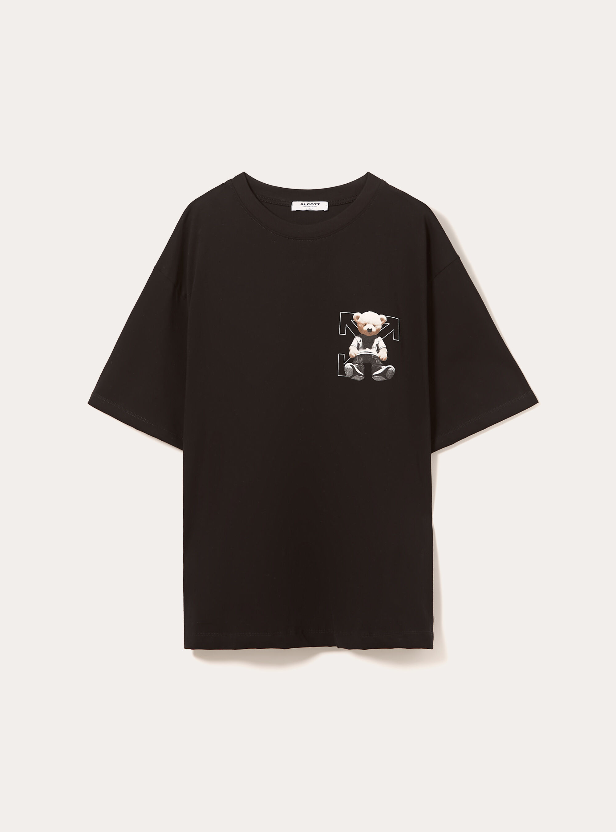 Boxy fit T-shirt with print, BK1 BLACK