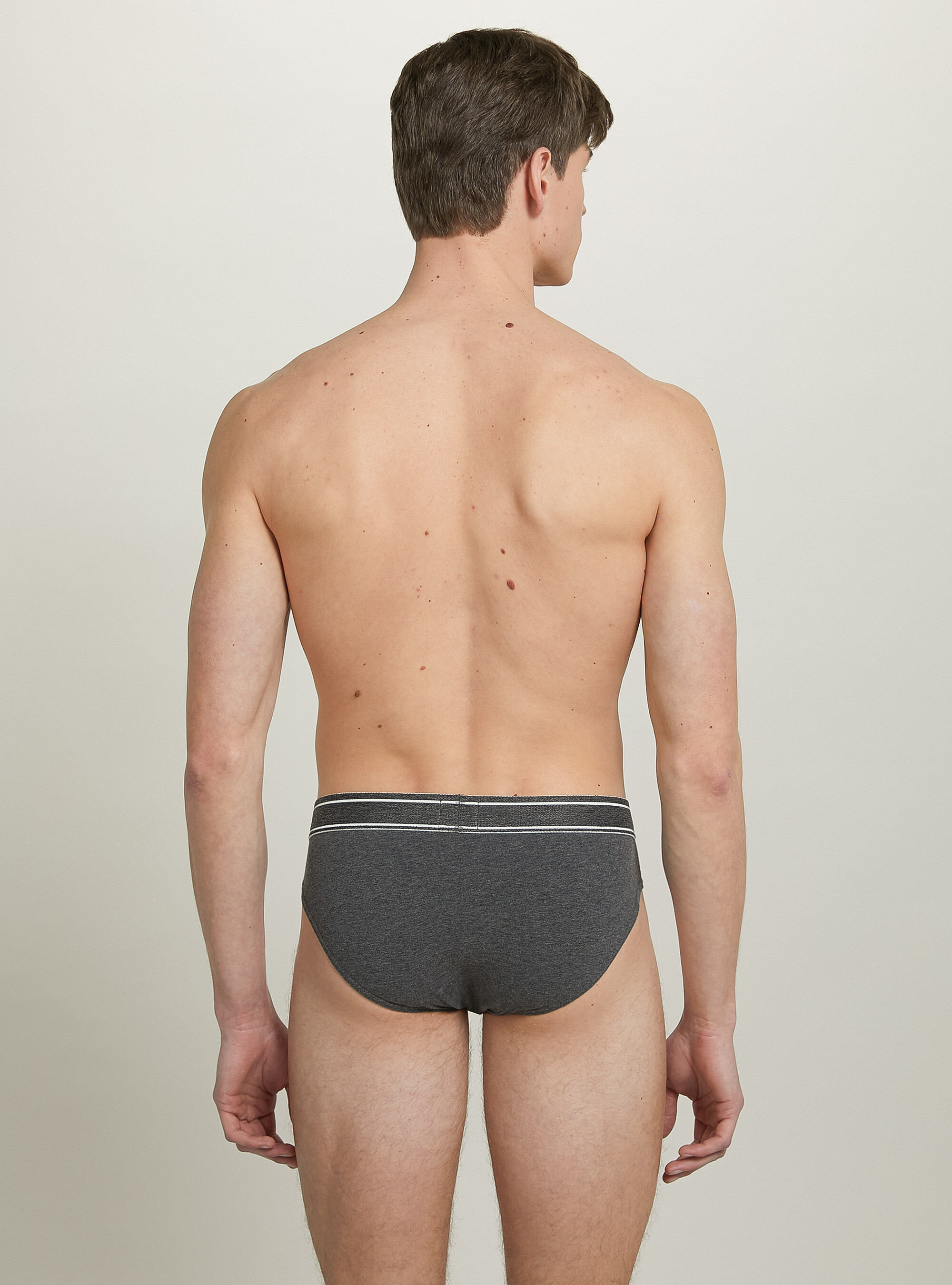 Slip en coton extensible avec logo, MGY1 GREY MEL DARK
