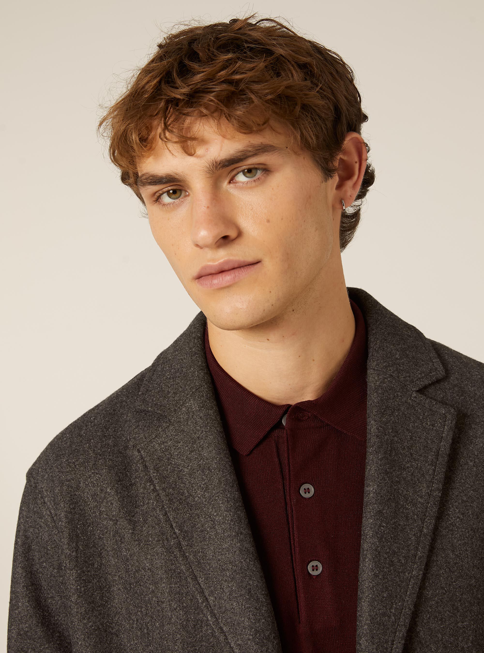 Unlined single-breasted coat, MGY1 GREY MEL DARK