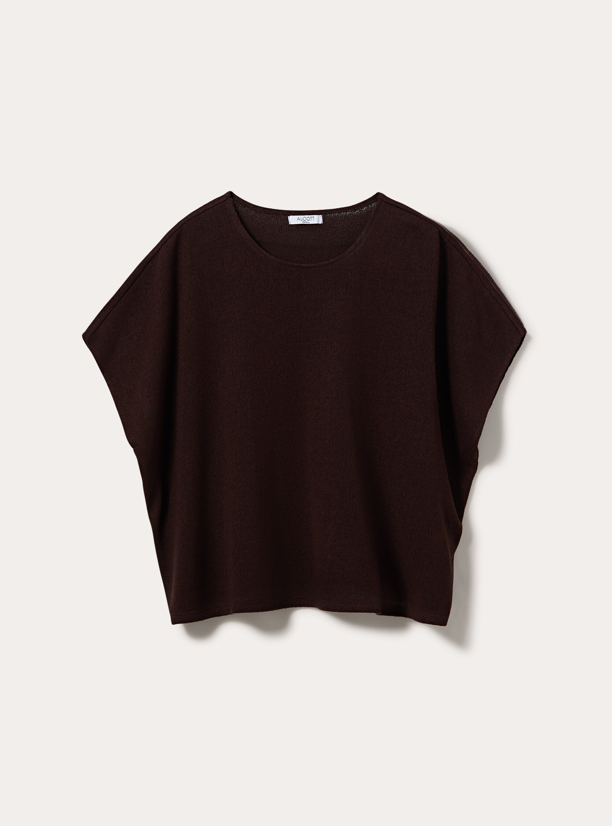 Maglietta over con texture increspata, MARRONE SCURO
