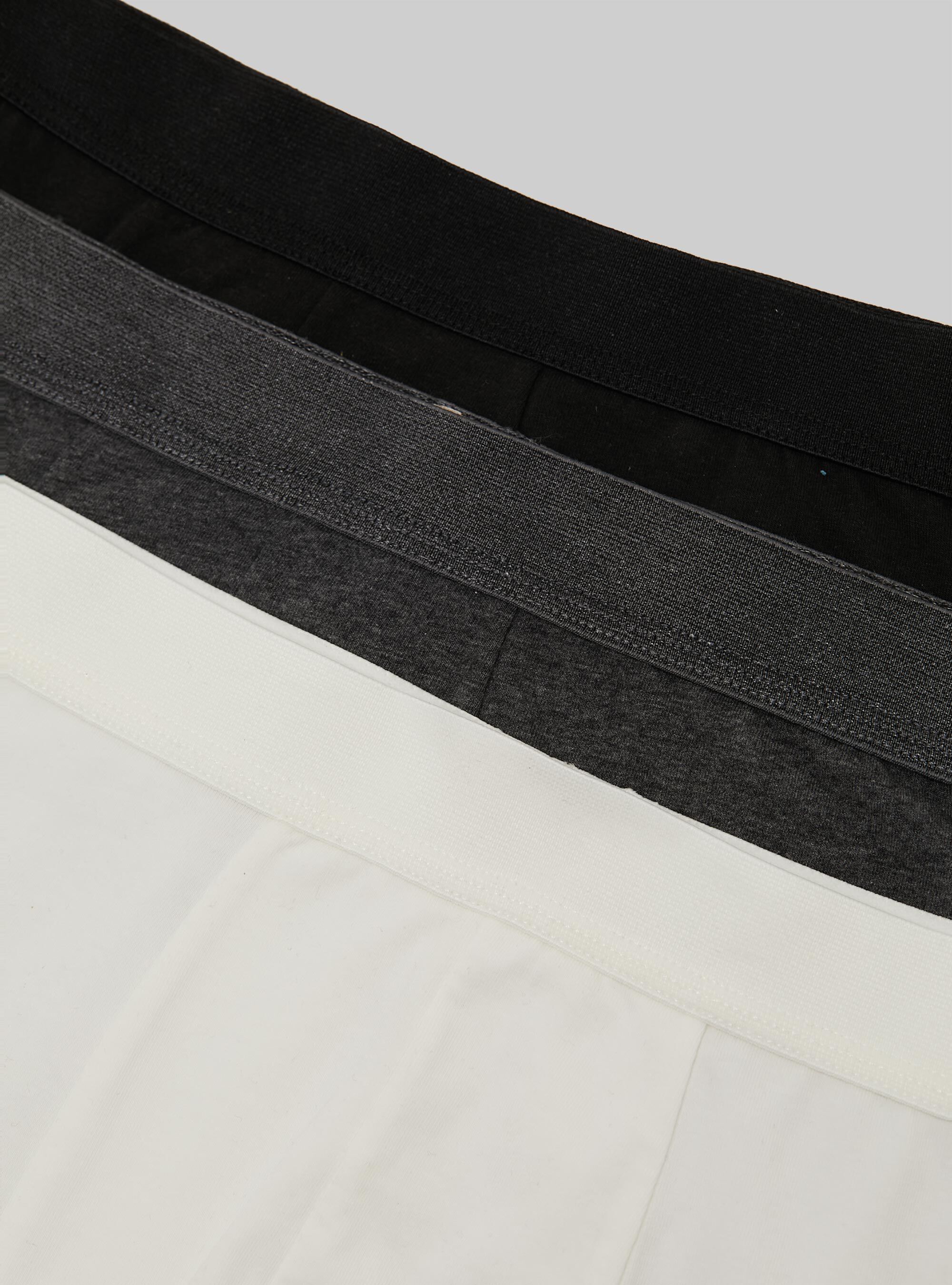 Set of 3 stretch cotton boxer shorts, BK1/WH2/MGY1