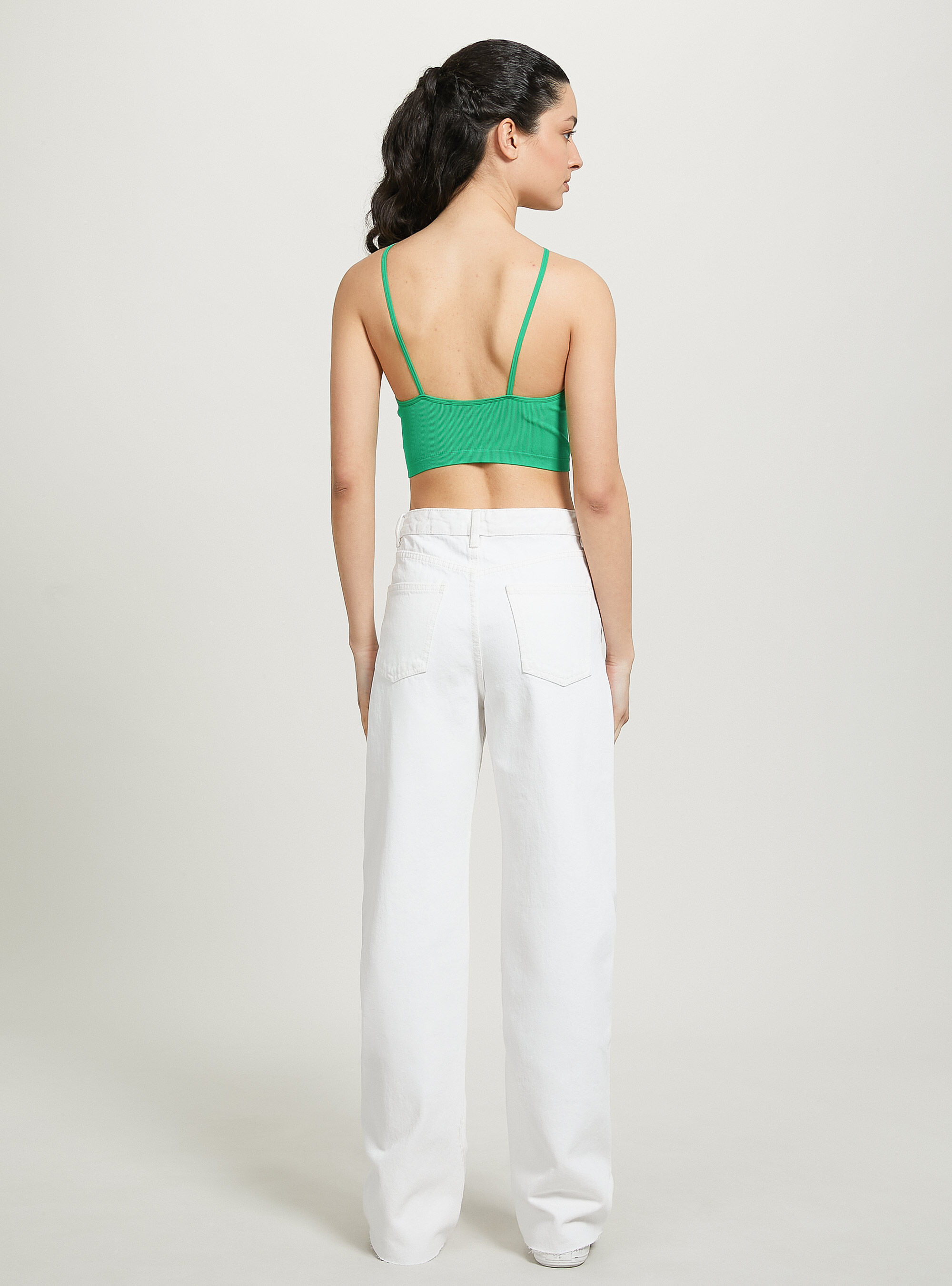 Top cropped con scollo incrociato, GN2 GREEN MEDIUM