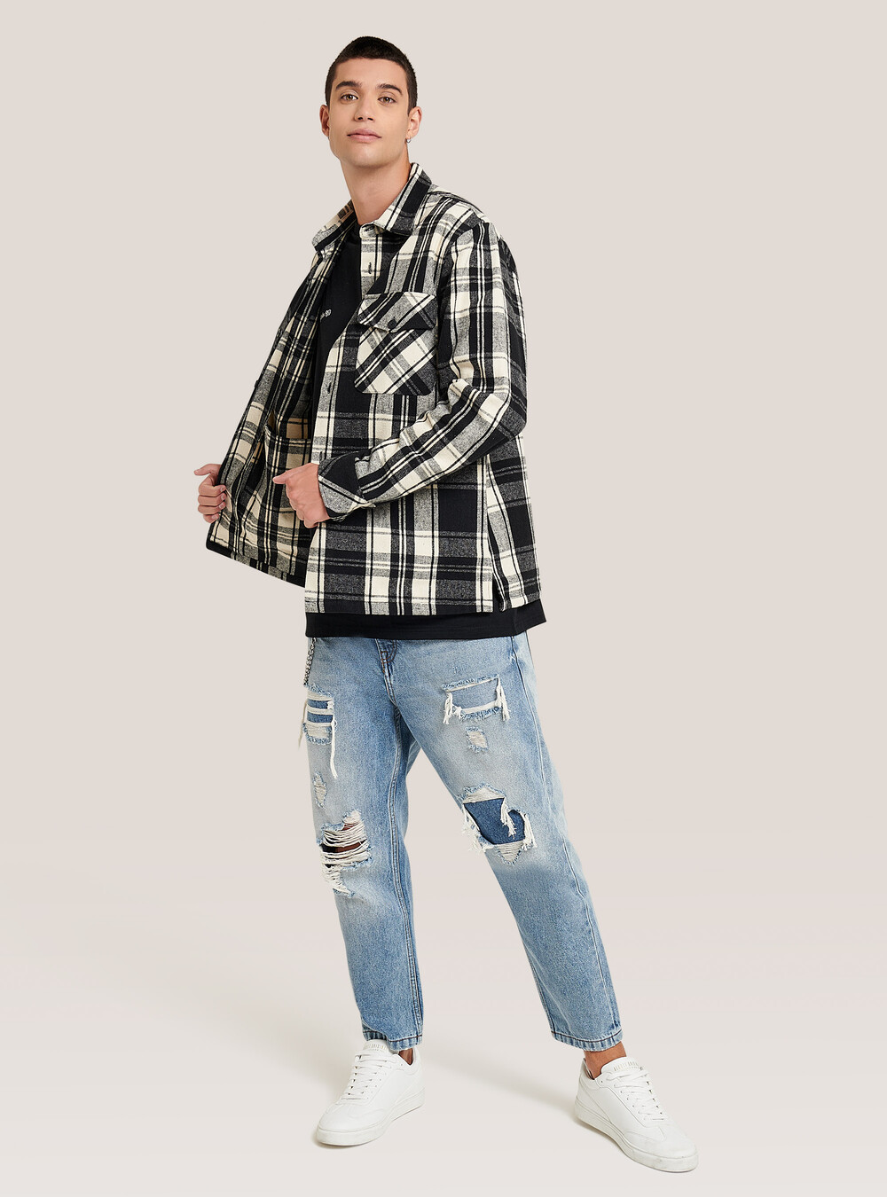 Camicia Rossa Camicia Scacchi Bianca E Nera Camicia Uomo Camicia A