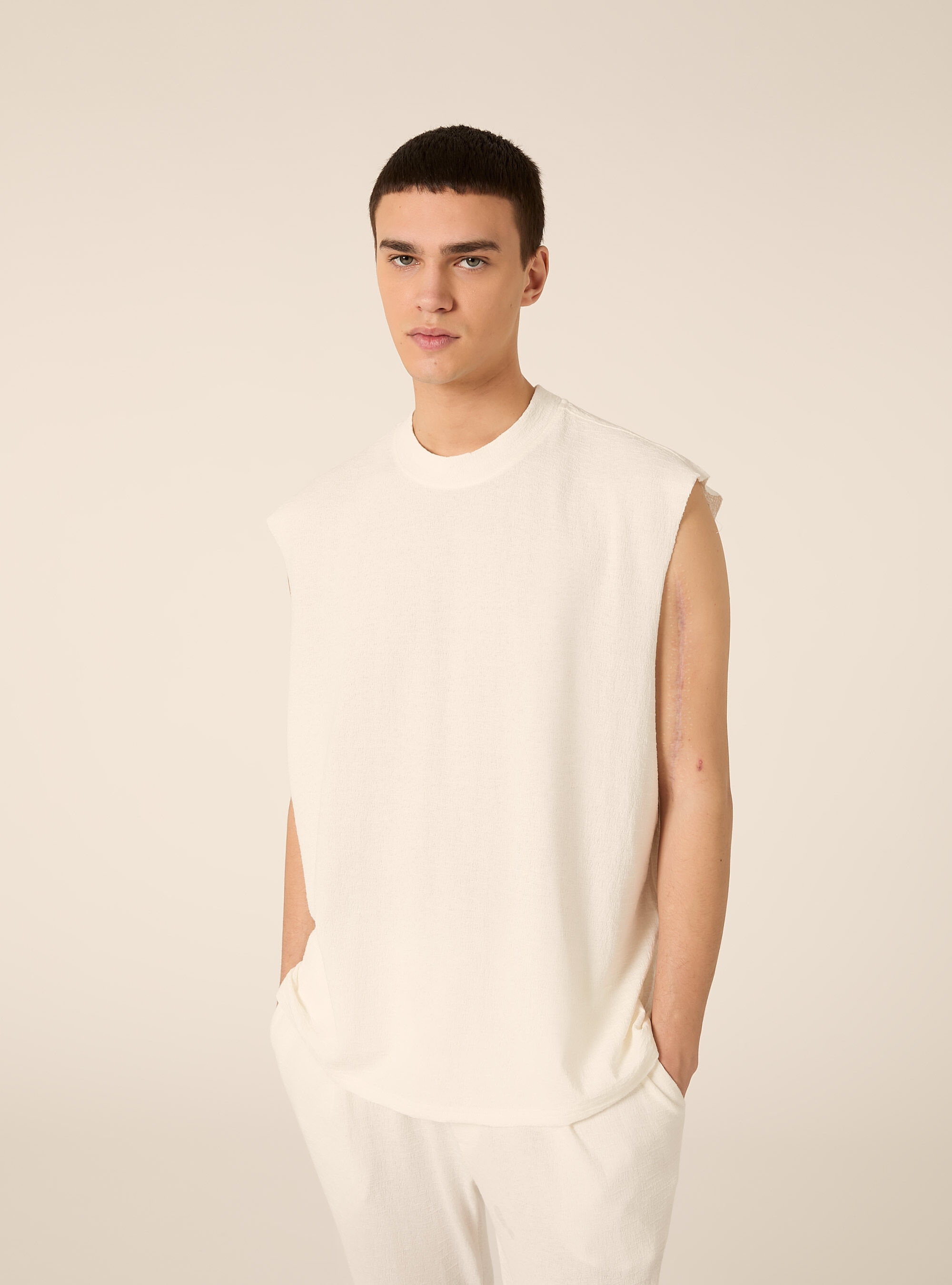 Canotta boxy fit  in jersey texture