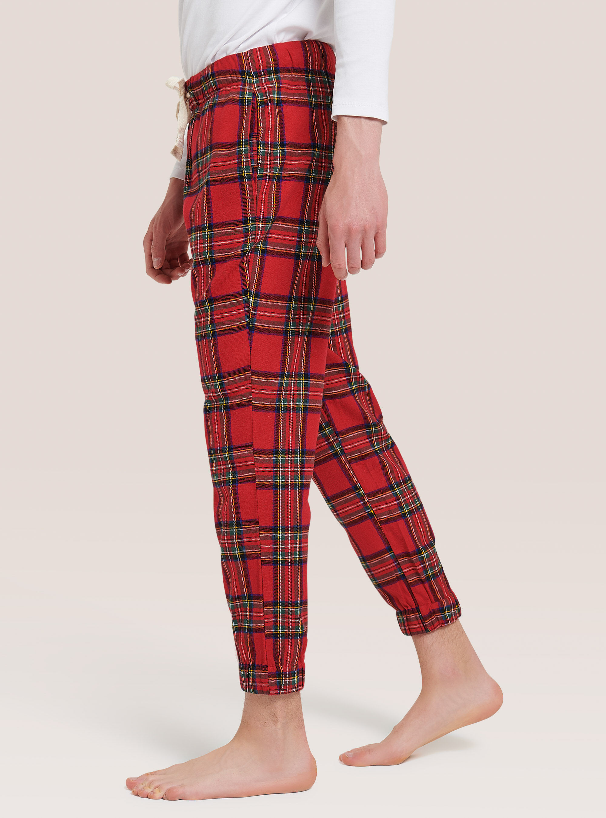 Mens tartan pyjama bottoms top
