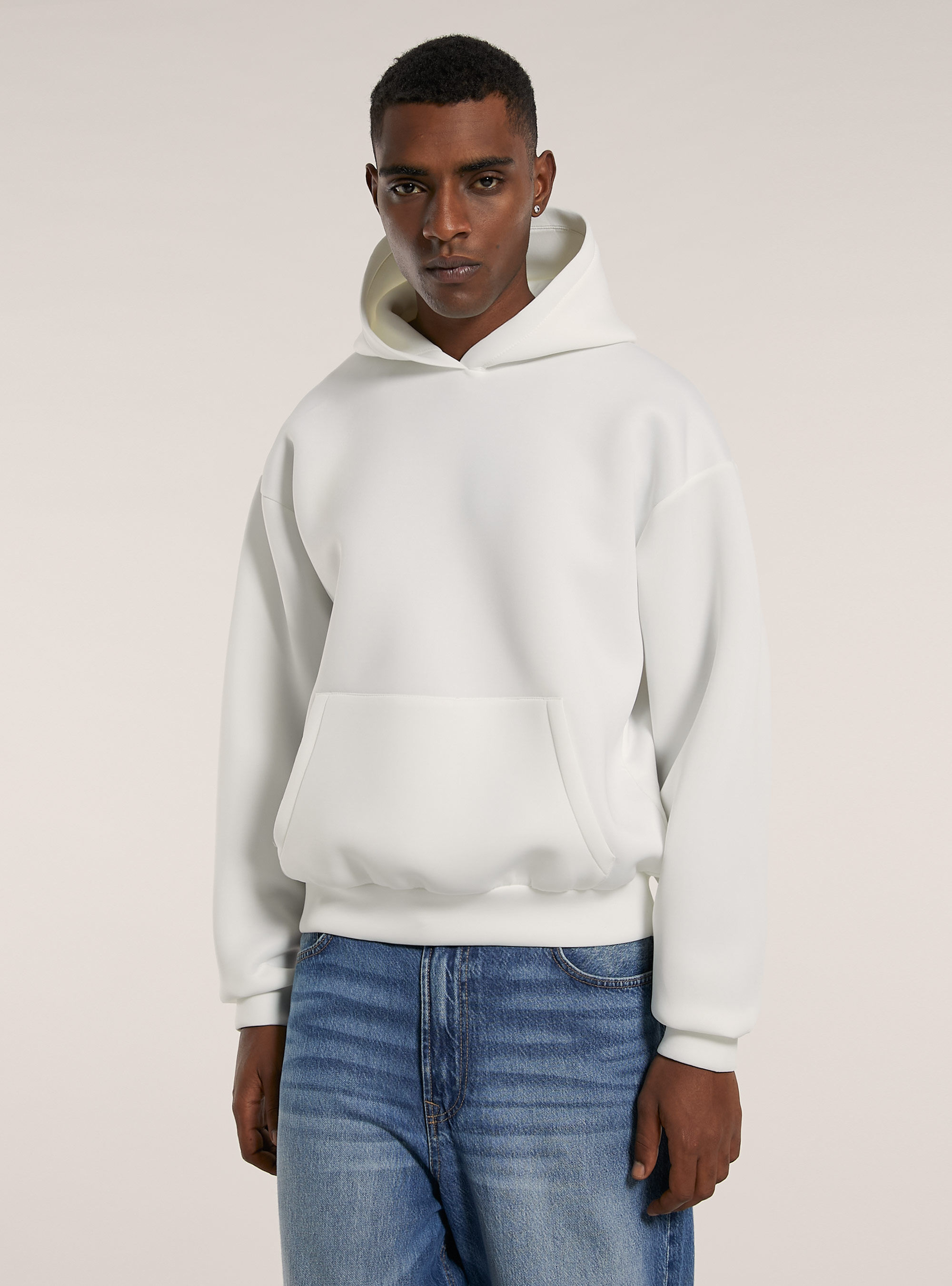 Sudadera boxy fit en tejido scuba, WH2 WHITE