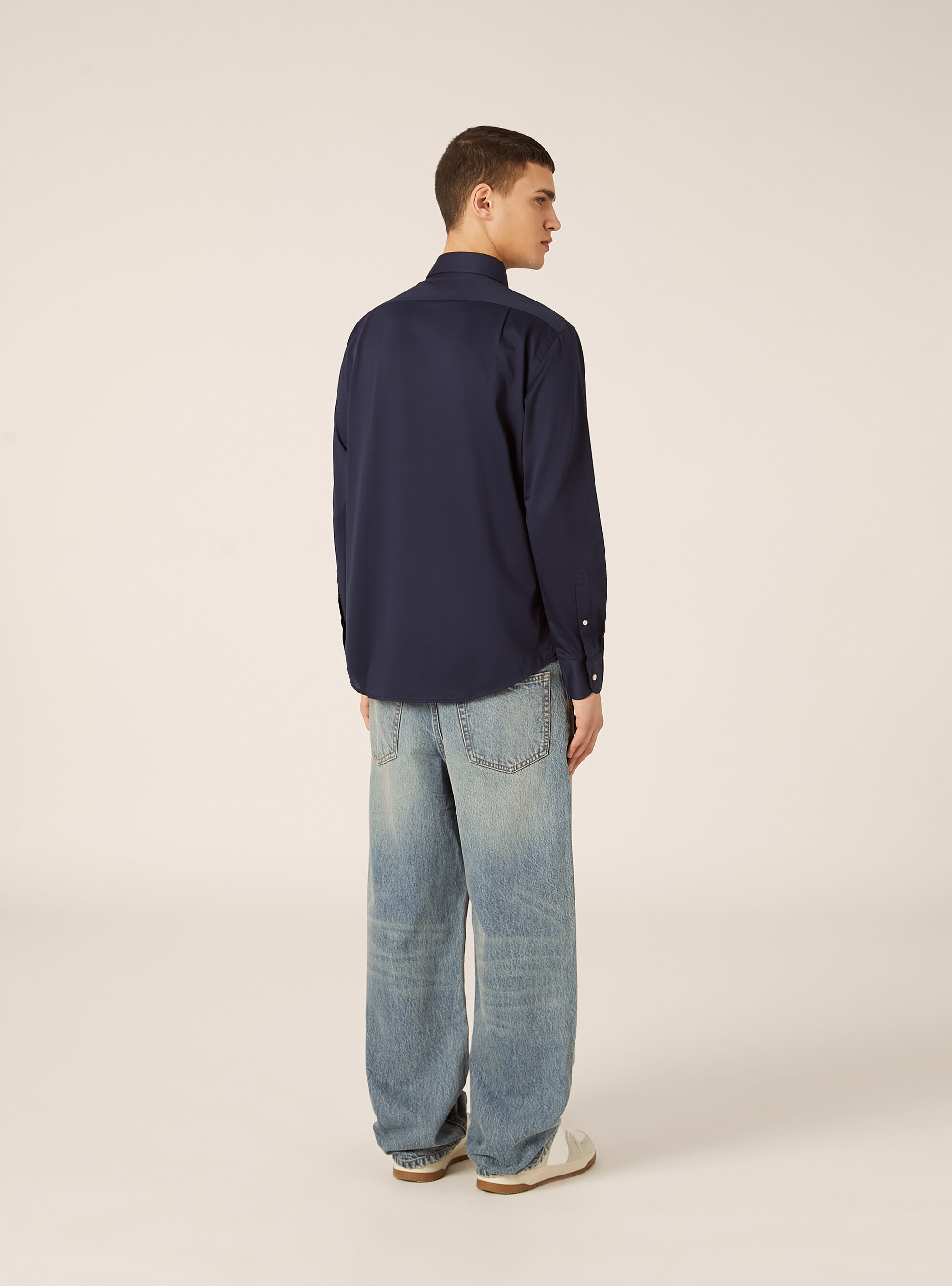 Camicia in jersey in misto cotone, NA1 NAVY DARK