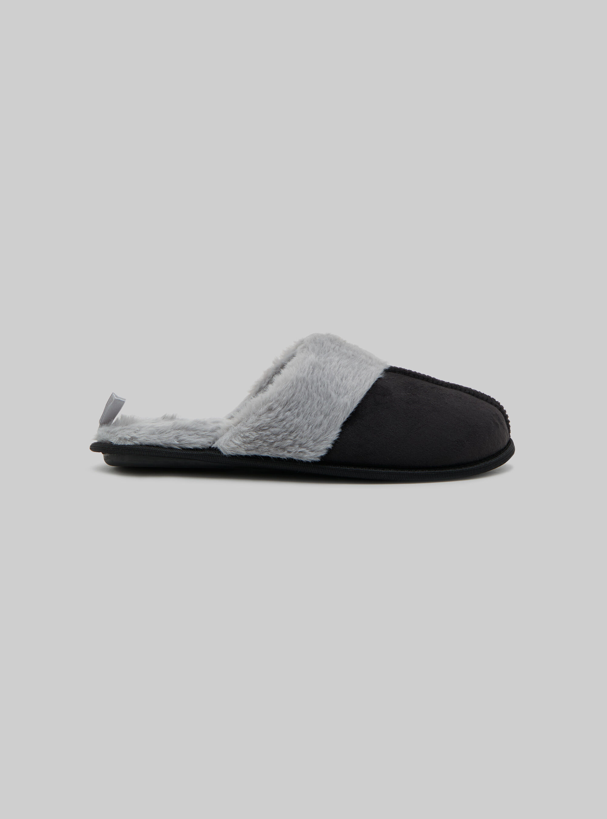 Suede-effect slippers, BK1 BLACK