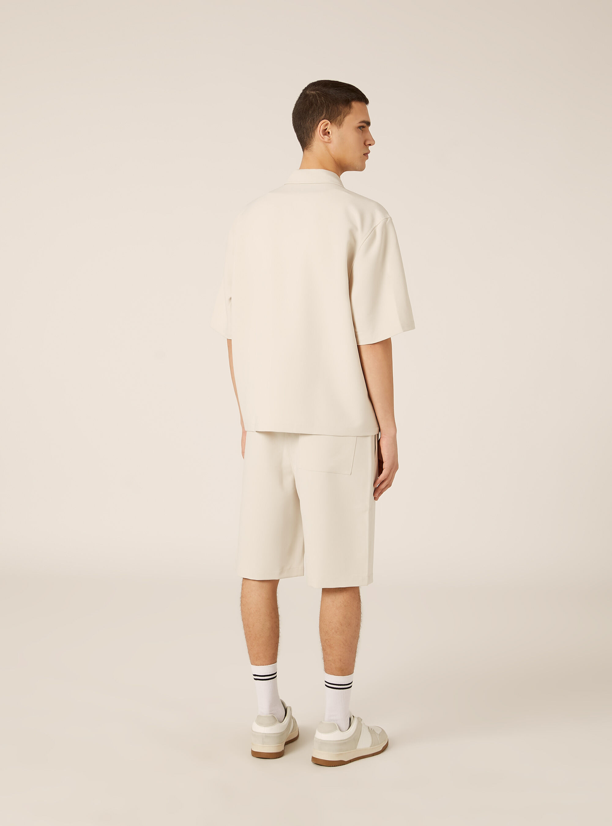 Camicia twill stretch boxy fit, BG3 BEIGE LIGHT