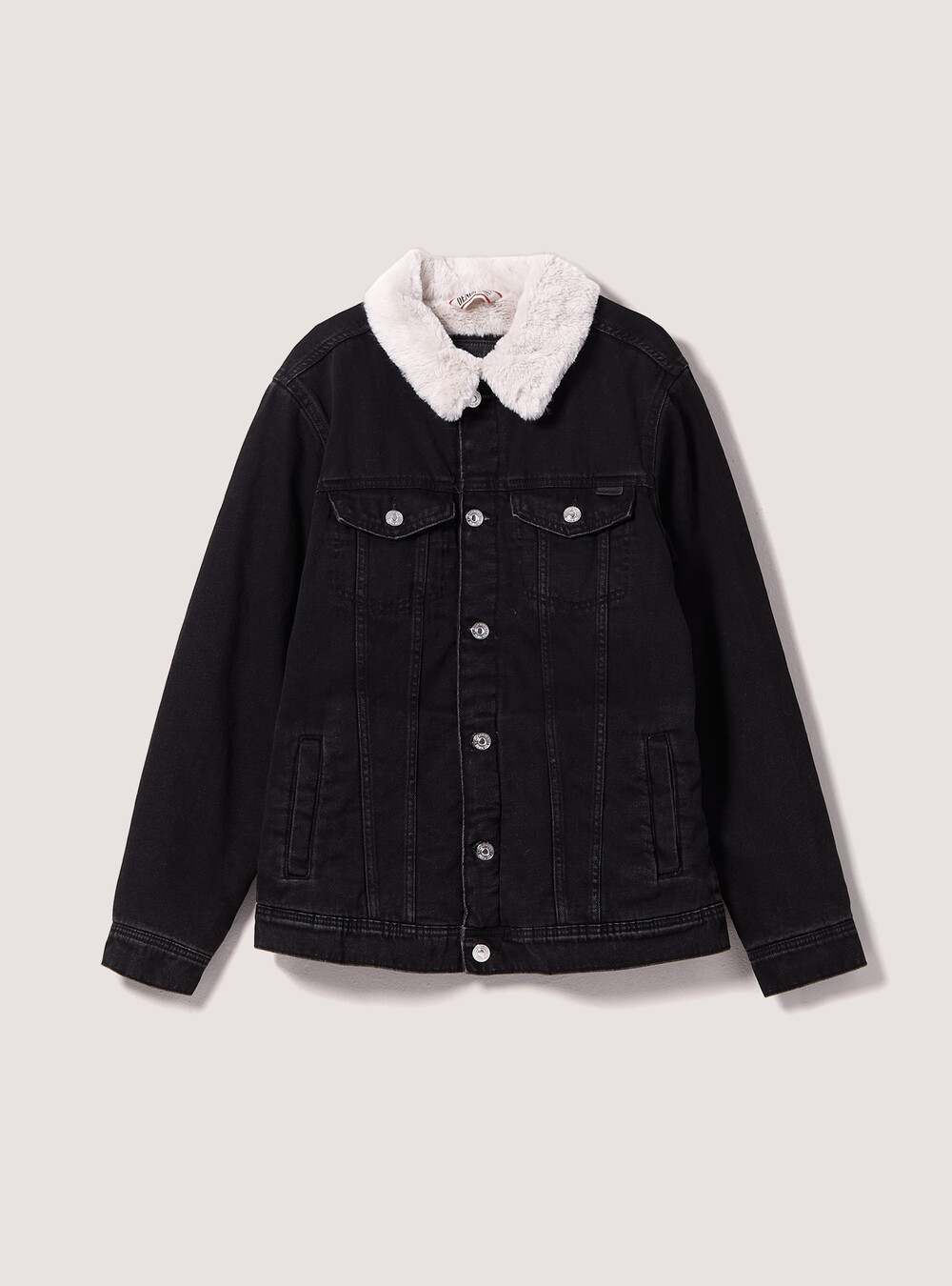 Col Veste Jeans Noire Mouton Veste Jean Noir LBO Veste Jean Col