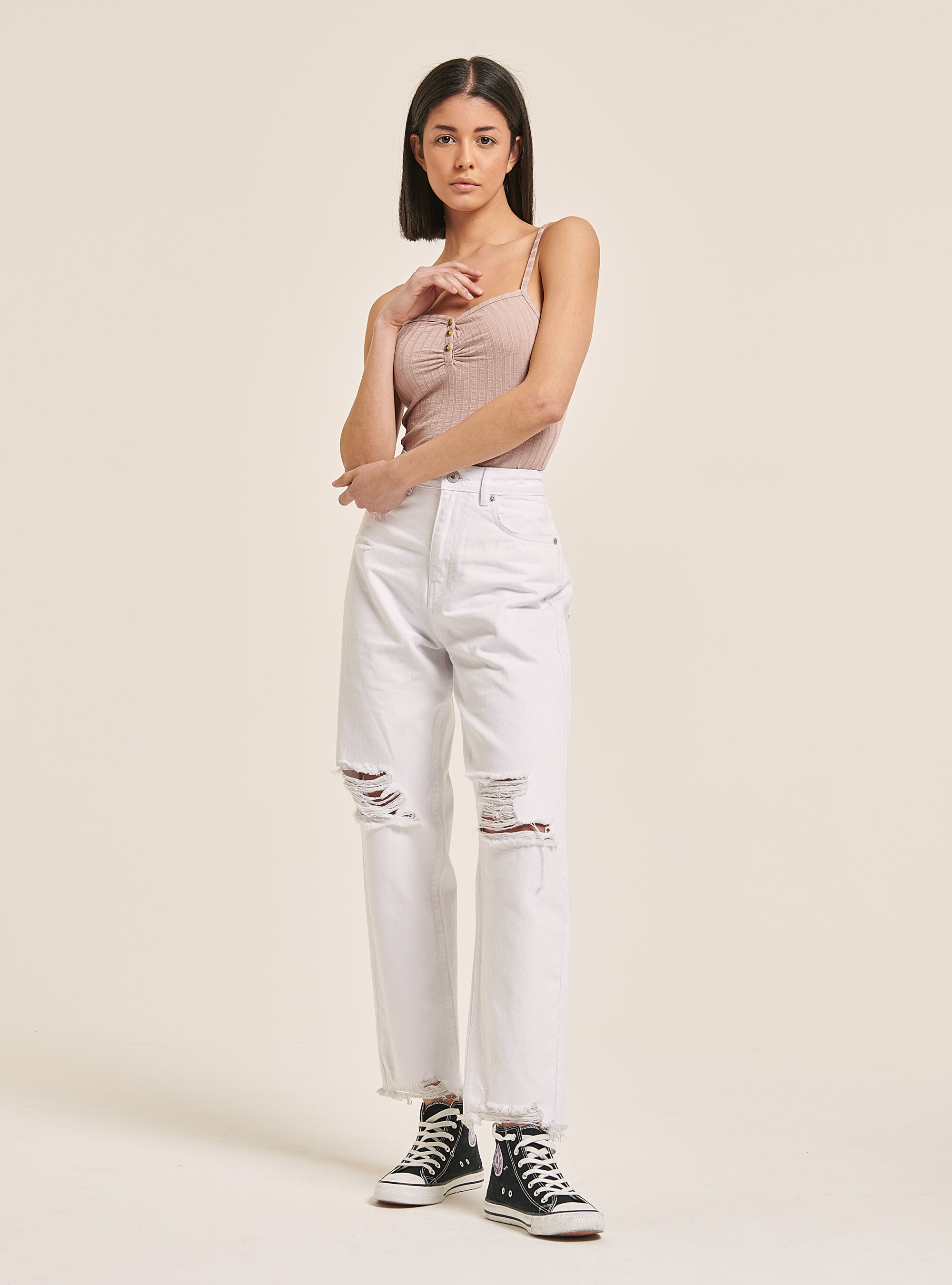 Jeans mom fit in cotone con strappi | Alcott | Jeans Uomo