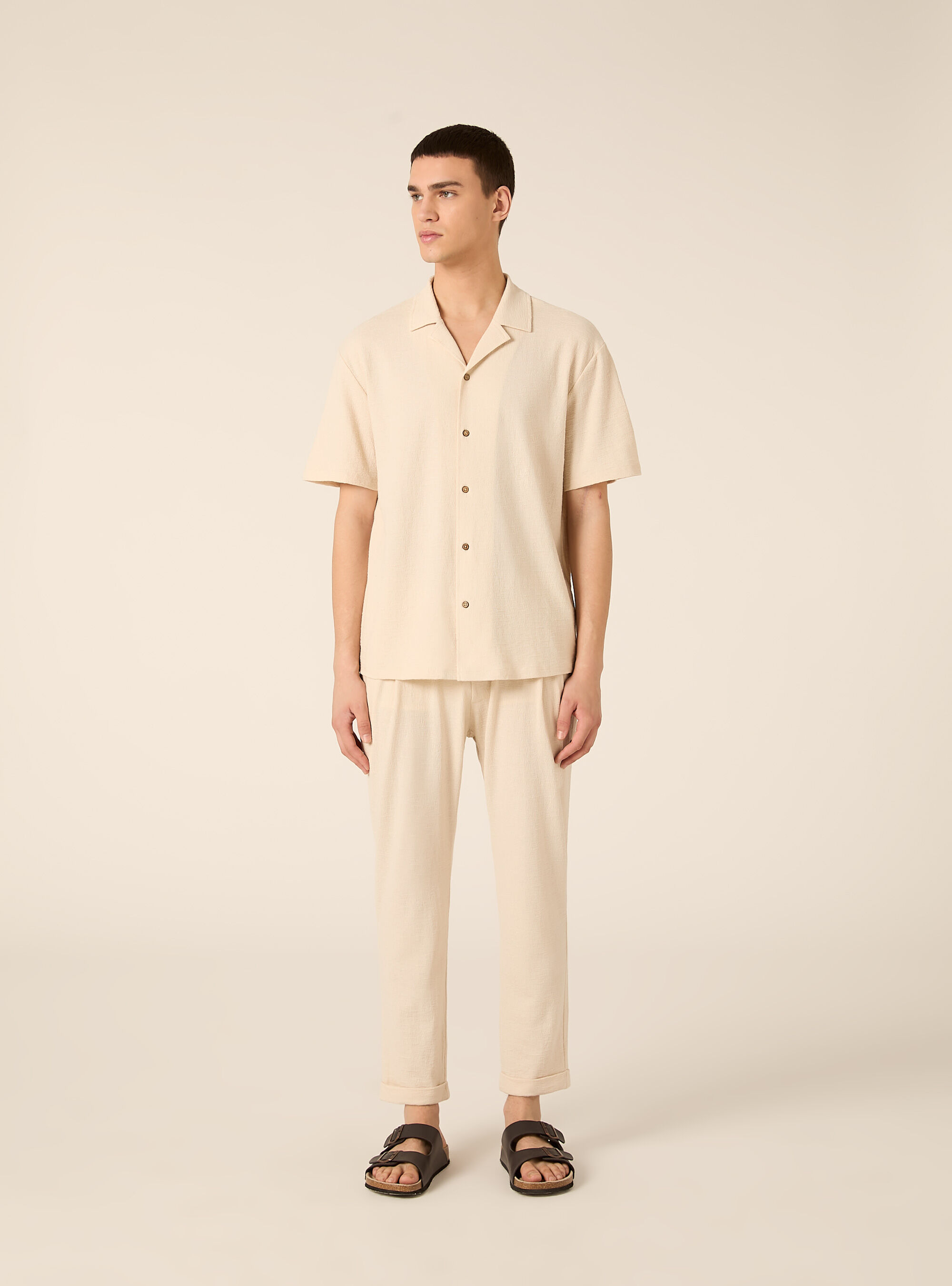 Pantaloni con  elastico in vita in jersey texture