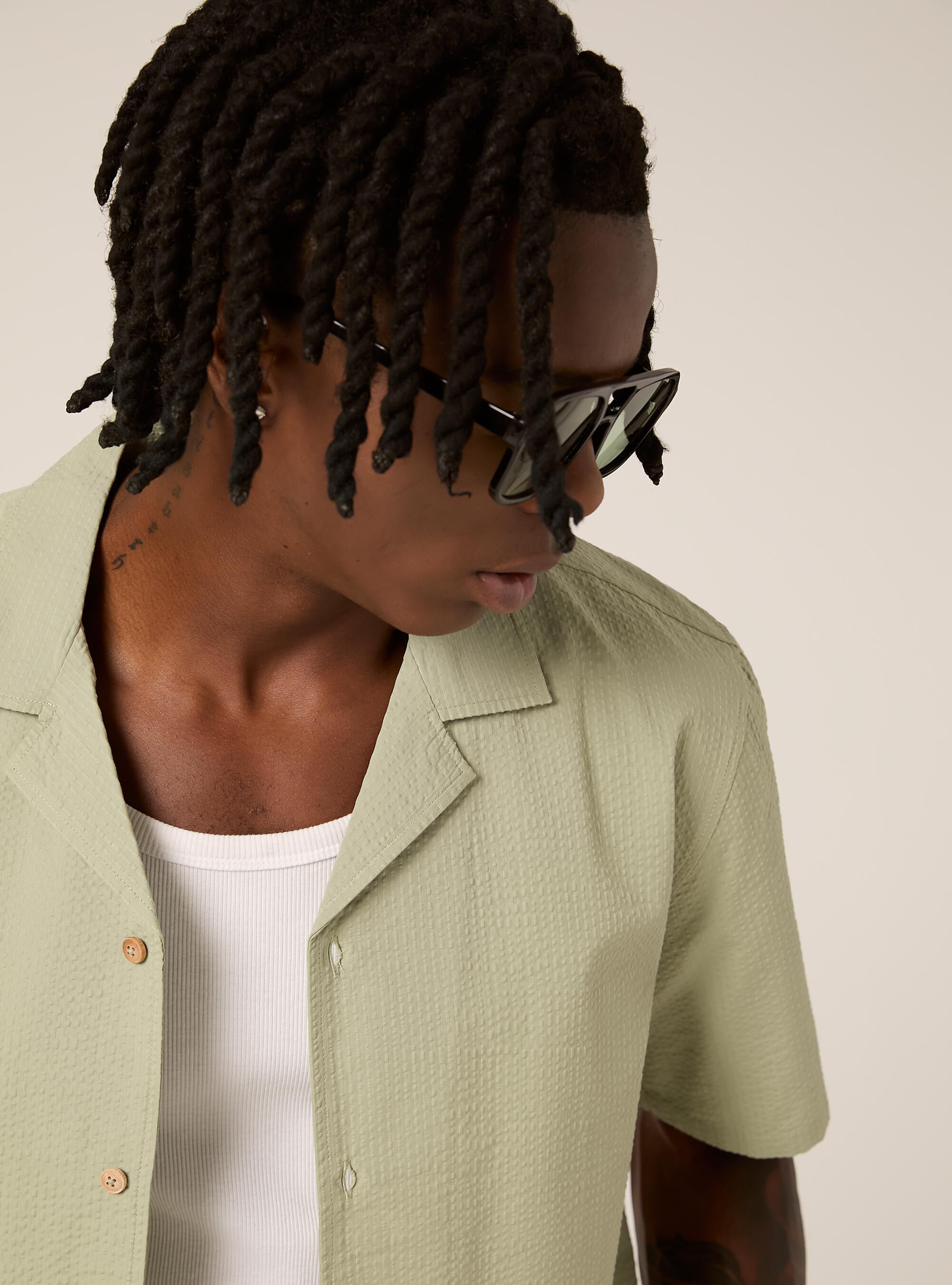 Seersucker-Hemd, SG3 SAGE LIGHT