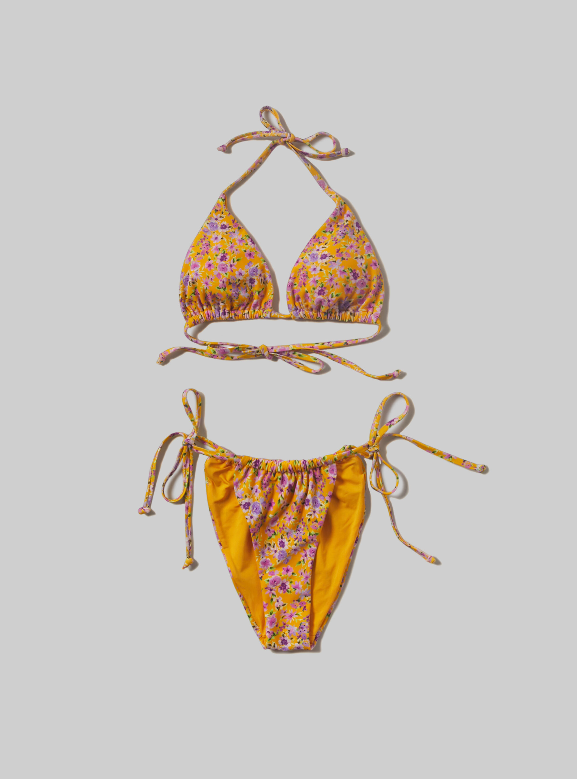 Recycled fabric tie-up top swimming costume, FLOWERS