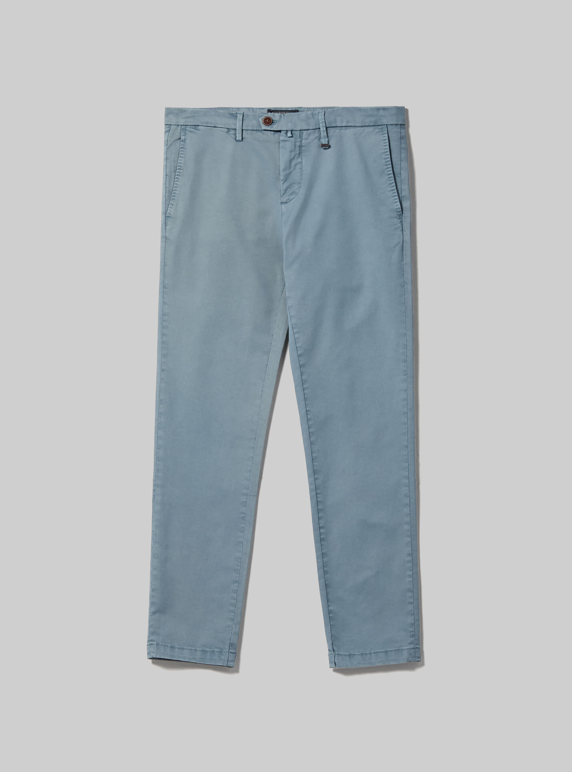 Stretch cotton twill chinos, AZ2 AZURE MEDIUM