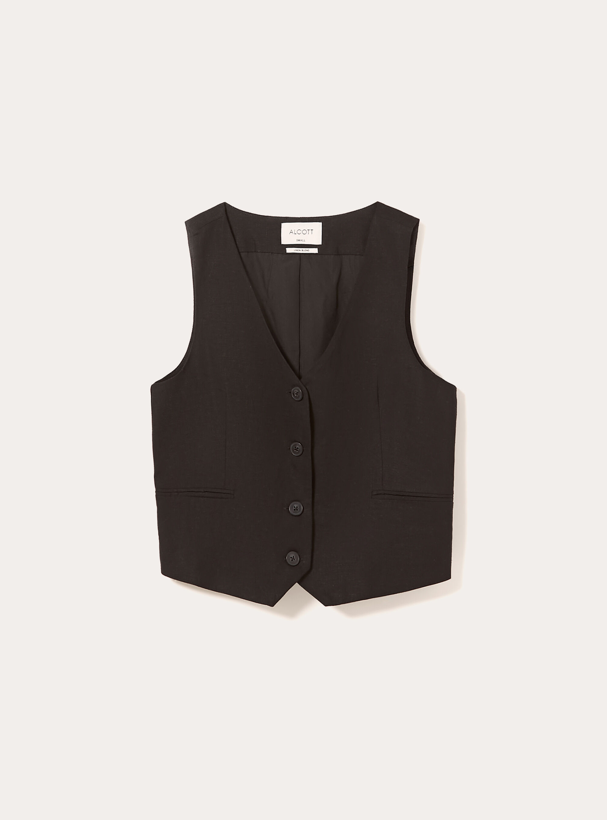 Linen-blend waistcoat, BK1 BLACK